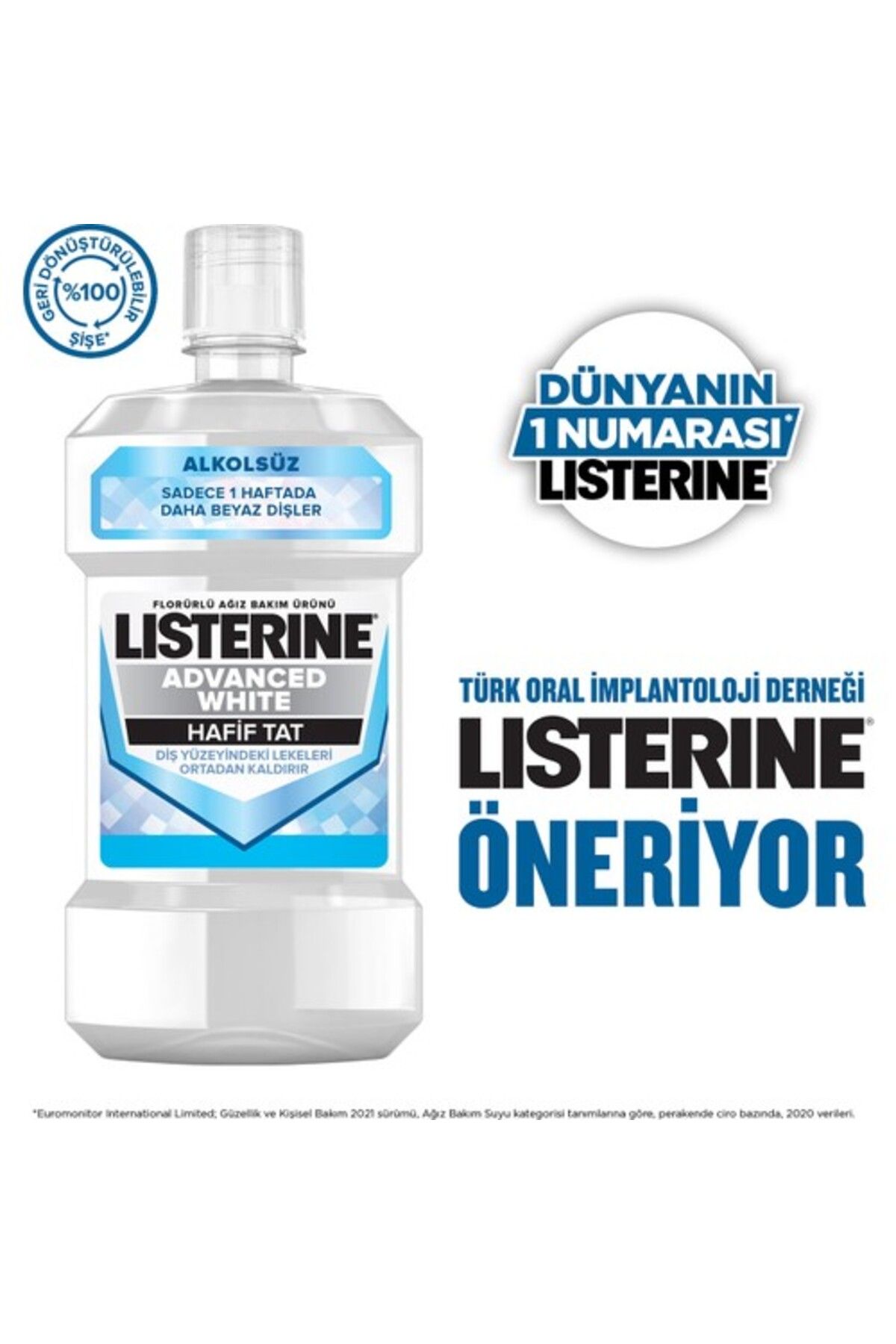 Listerine Ağız Bakım Suyu Advanced White Hafif Tat 500 ml