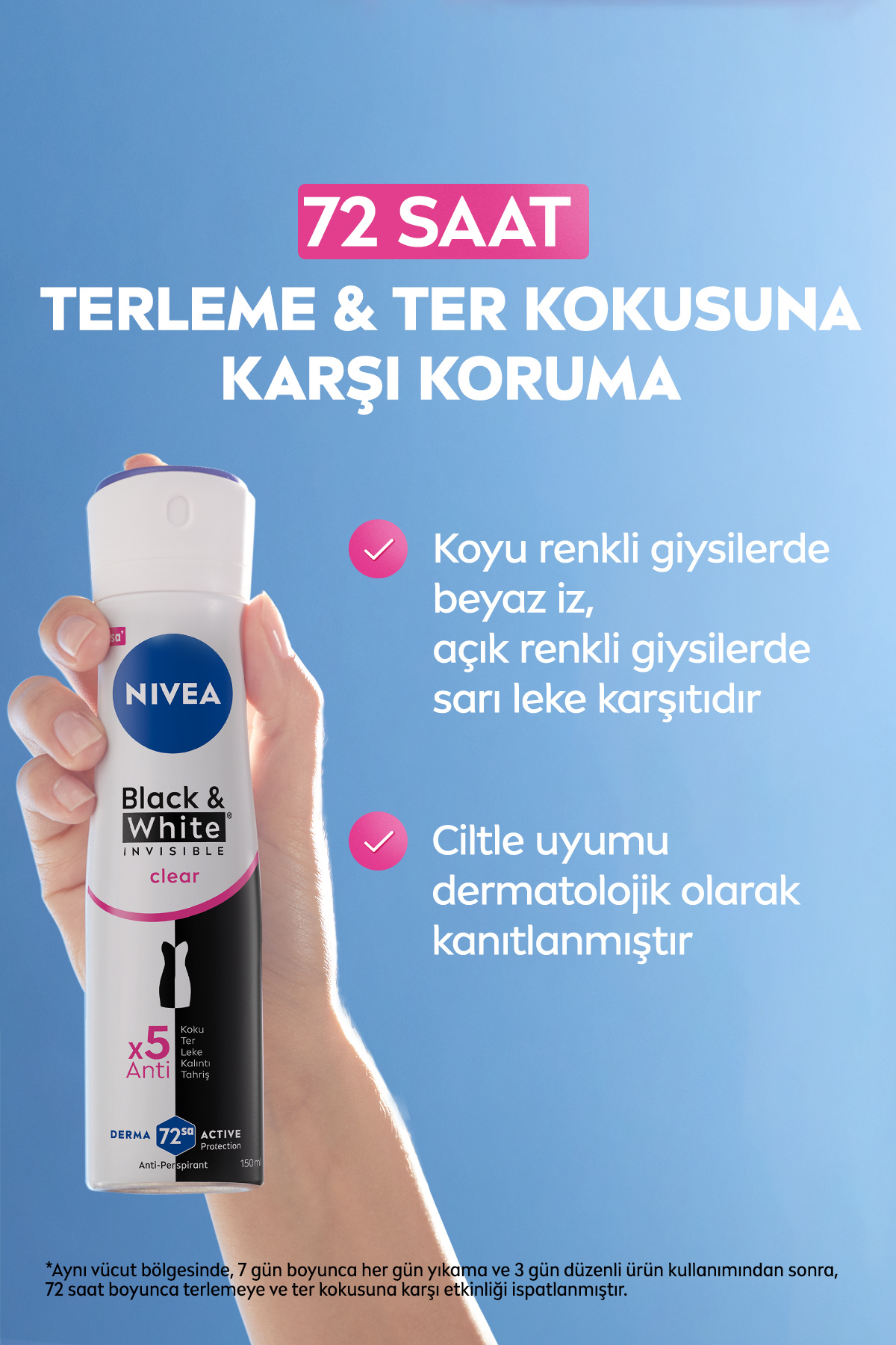 Invisible Clear Black White Kadın Deodorant Sprey 150 ml