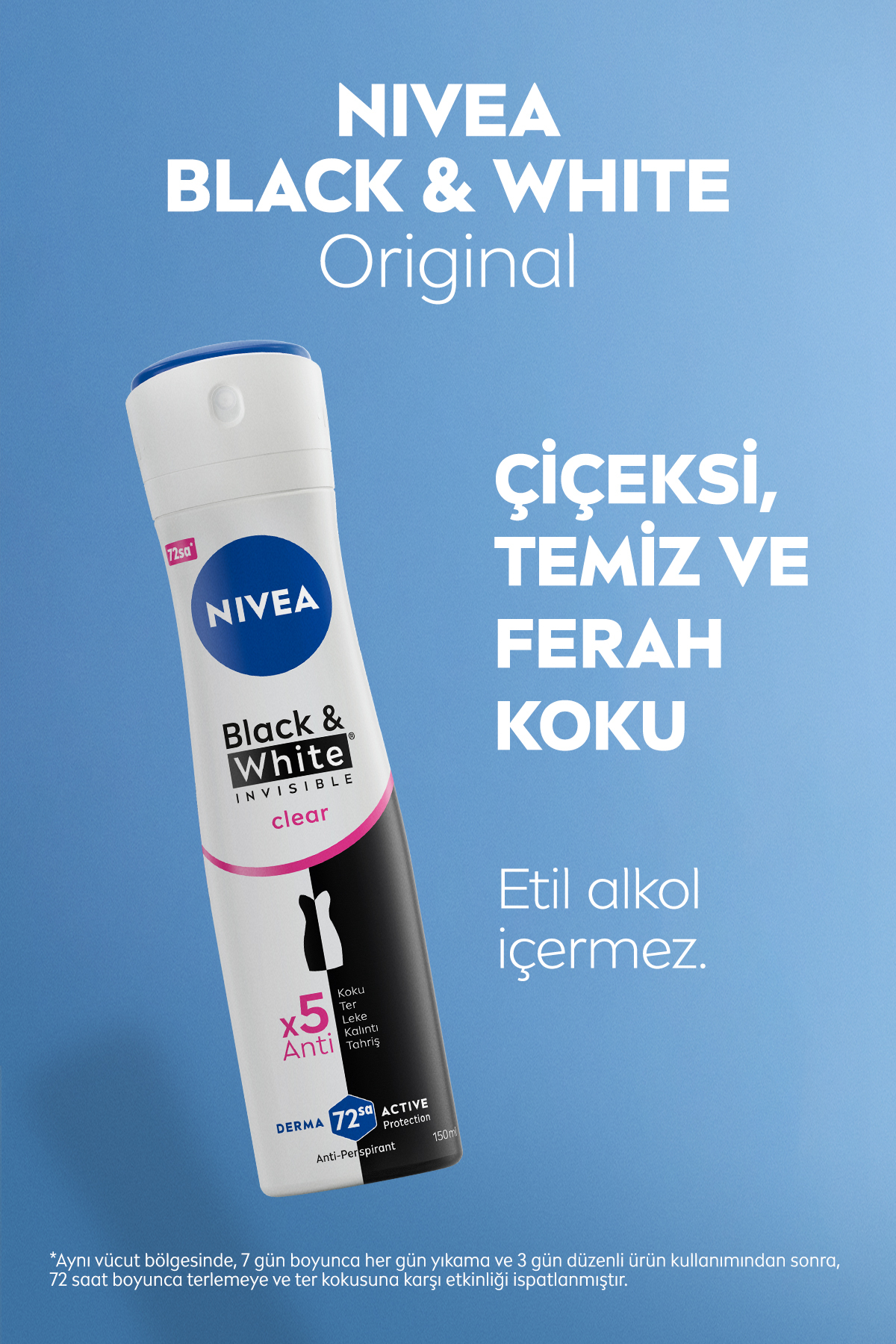 Invisible Clear Black White Kadın Deodorant Sprey 150 ml