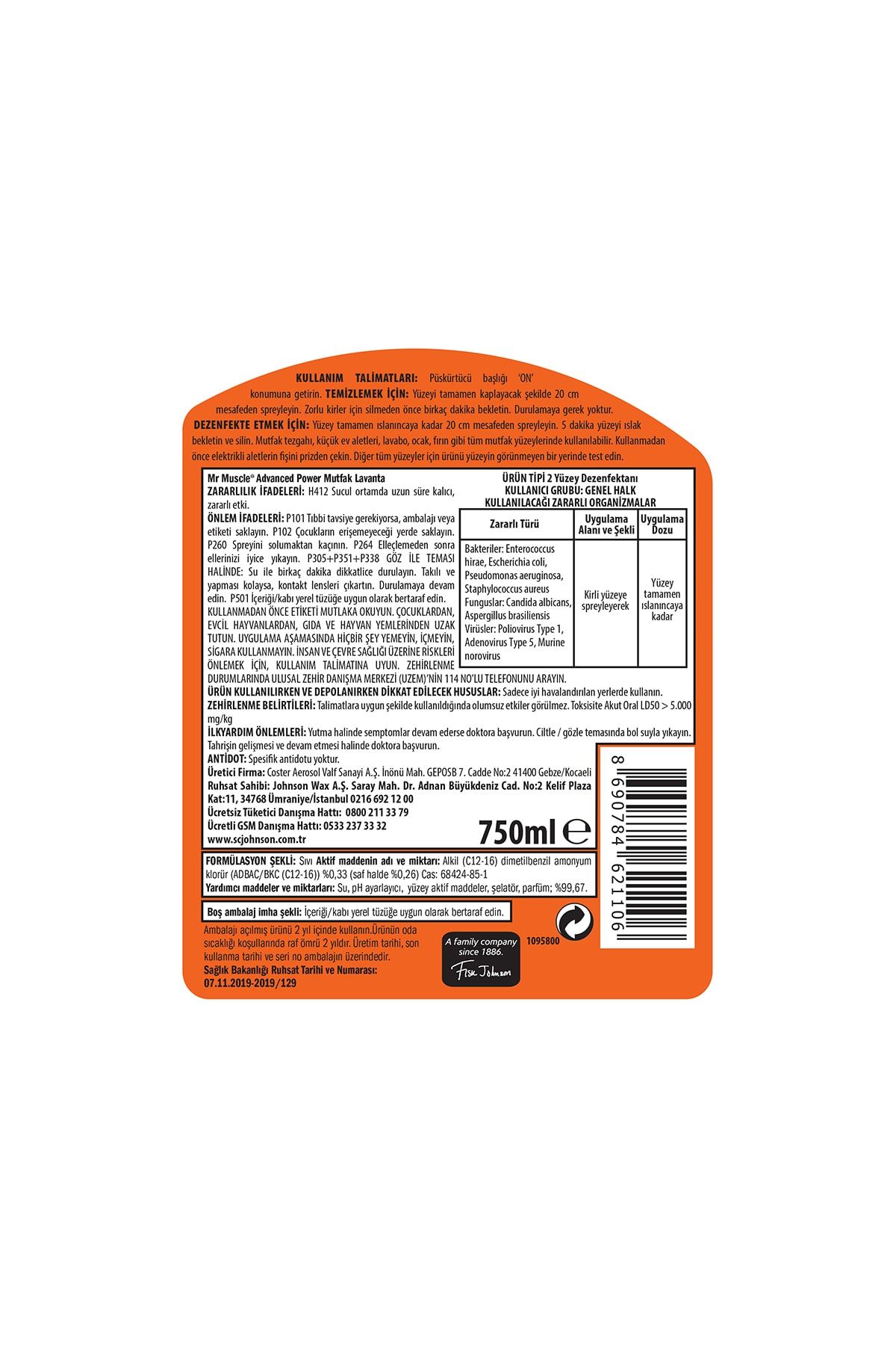 Mr. Muscle Advanced Power Mutfak Temizleyici Lavanta 750ml