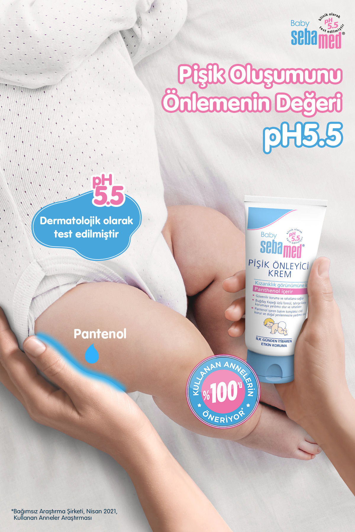 Baby pH 5.5 Yoğun Nemlendirici Etkili Pantenol İçerikli Koruyucu Bebek Pişik Önleyici Krem 50 ml