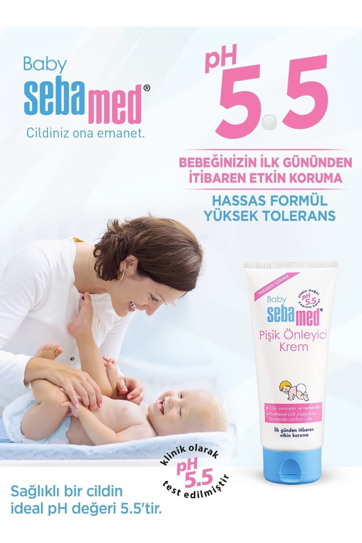 Baby pH 5.5 Yoğun Nemlendirici Etkili Pantenol İçerikli Koruyucu Bebek Pişik Önleyici Krem 50 ml