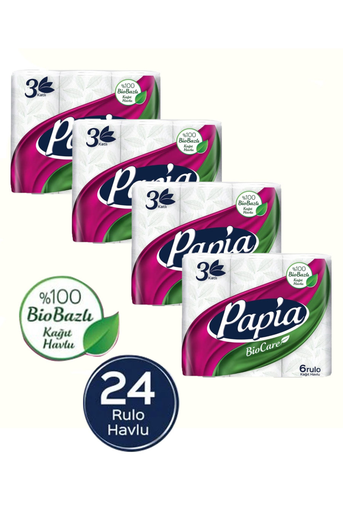 Biocare 3 Katlı Kağıt Havlu 24 Rulo