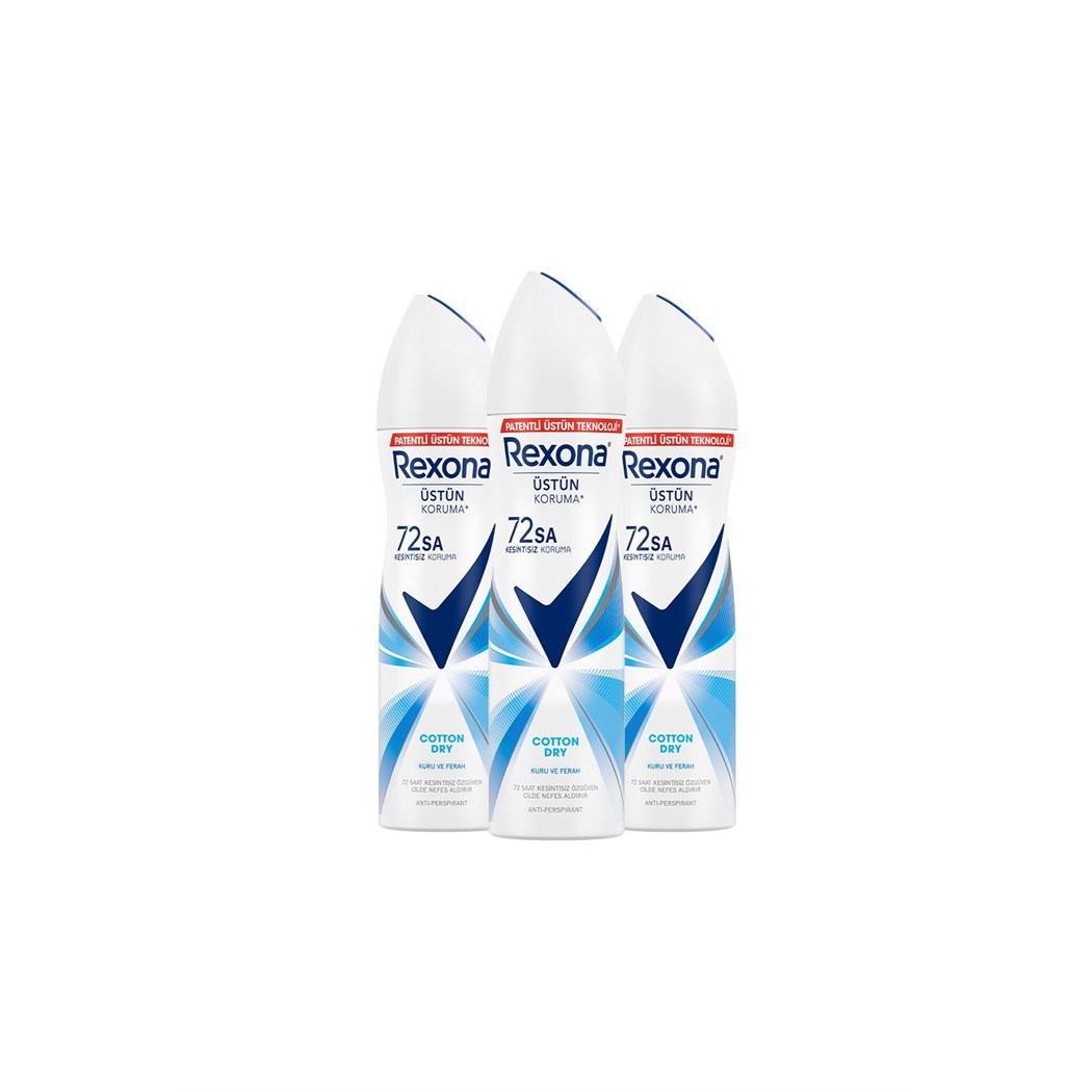 Kadın Sprey Deodorant Cotton Dry 72 Saat Kesintisiz Üstün Koruma 150 Mlx3