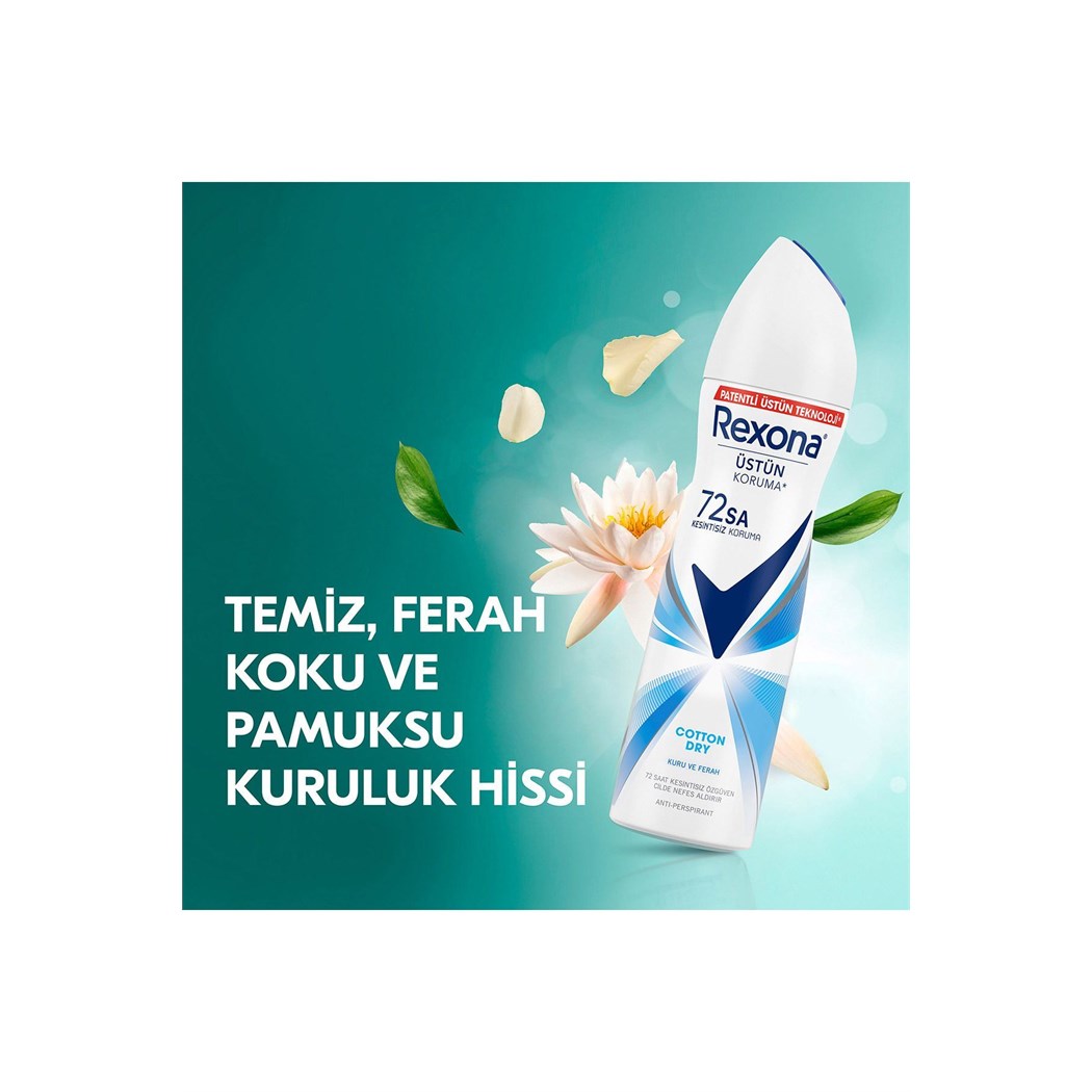 Kadın Sprey Deodorant Cotton Dry 72 Saat Kesintisiz Üstün Koruma 150 Mlx3