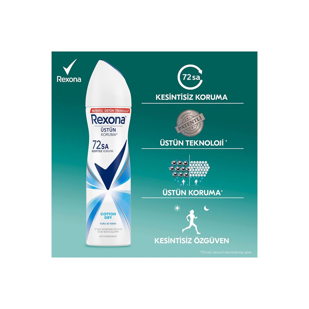Kadın Sprey Deodorant Cotton Dry 72 Saat Kesintisiz Üstün Koruma 150 Mlx3