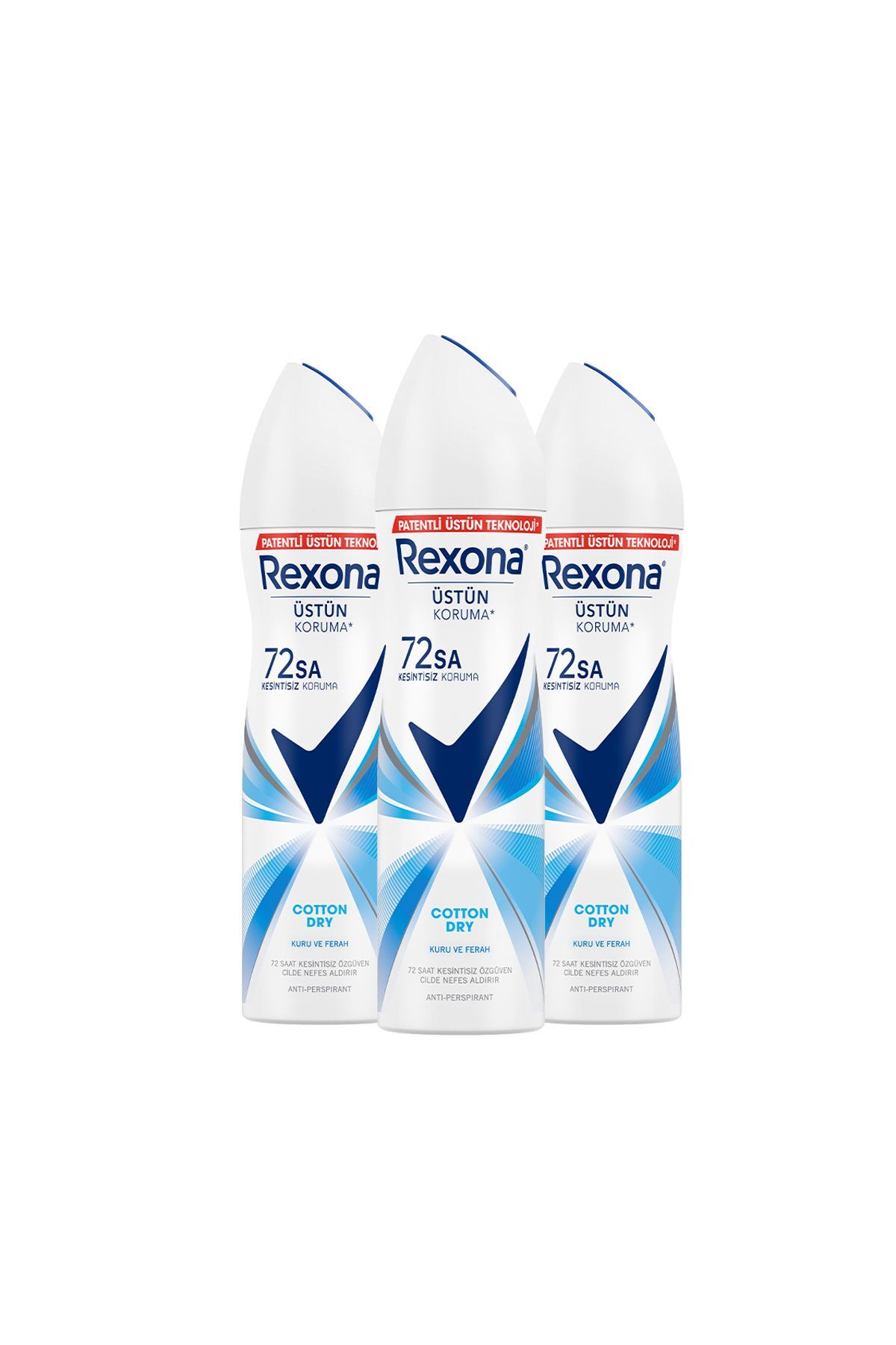Kadın Sprey Deodorant Cotton Dry 72 Saat Kesintisiz Üstün Koruma 150 Mlx3