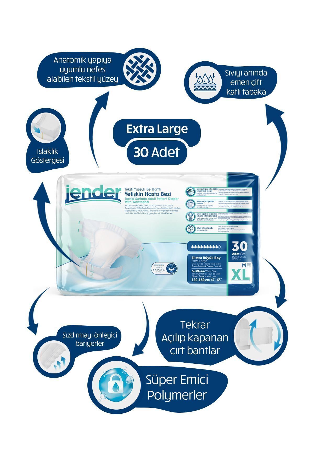 Bel Bantlı Yetişkin Hasta Bezi Xlarge 30 Adet