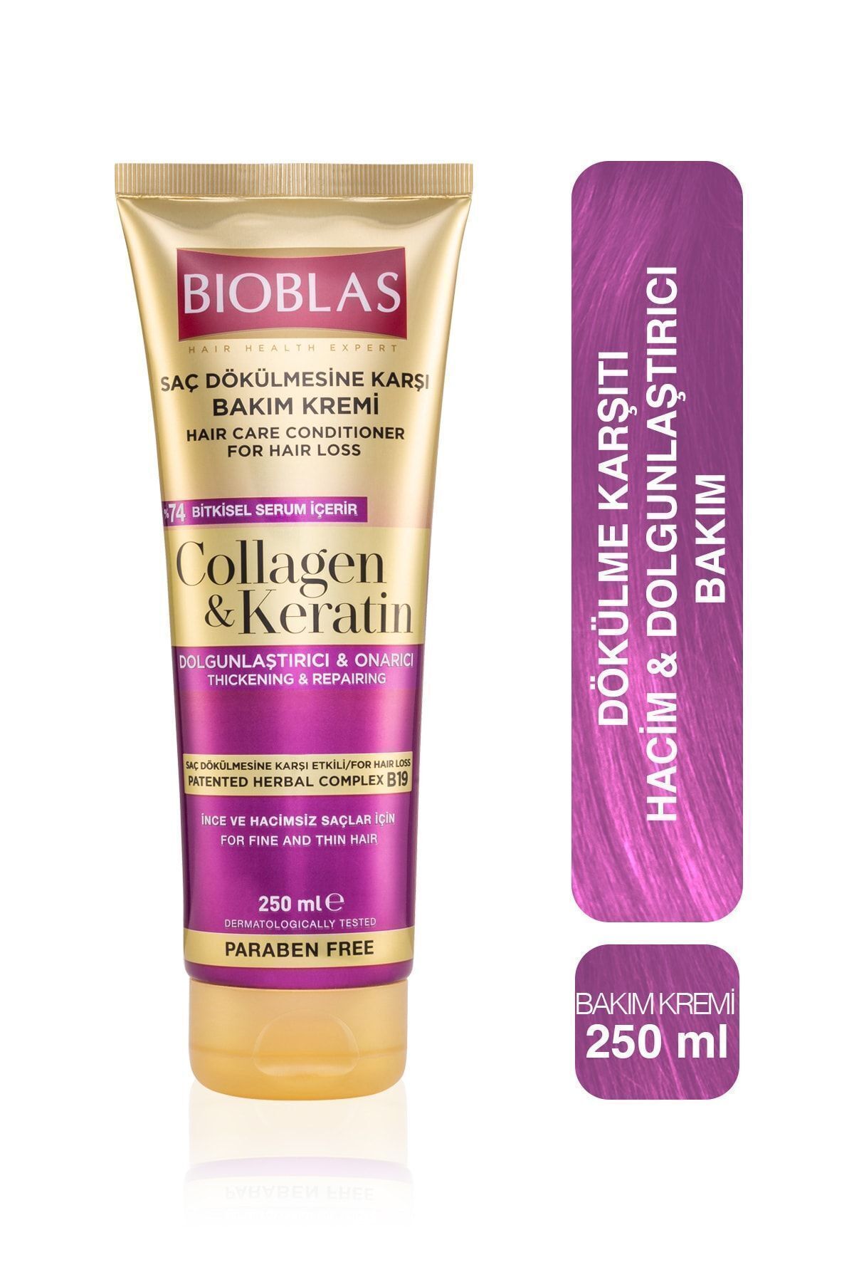 Keratin & Kolajen Onarıcı Dolgunlaştırıcı Saç Bakım Kremi 250 Ml İnce ve Yıpranmış Saçlar