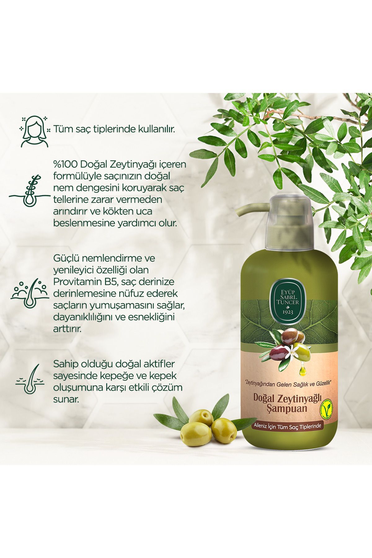 Doğal Zeytinyağlı Şampuan 600 ml