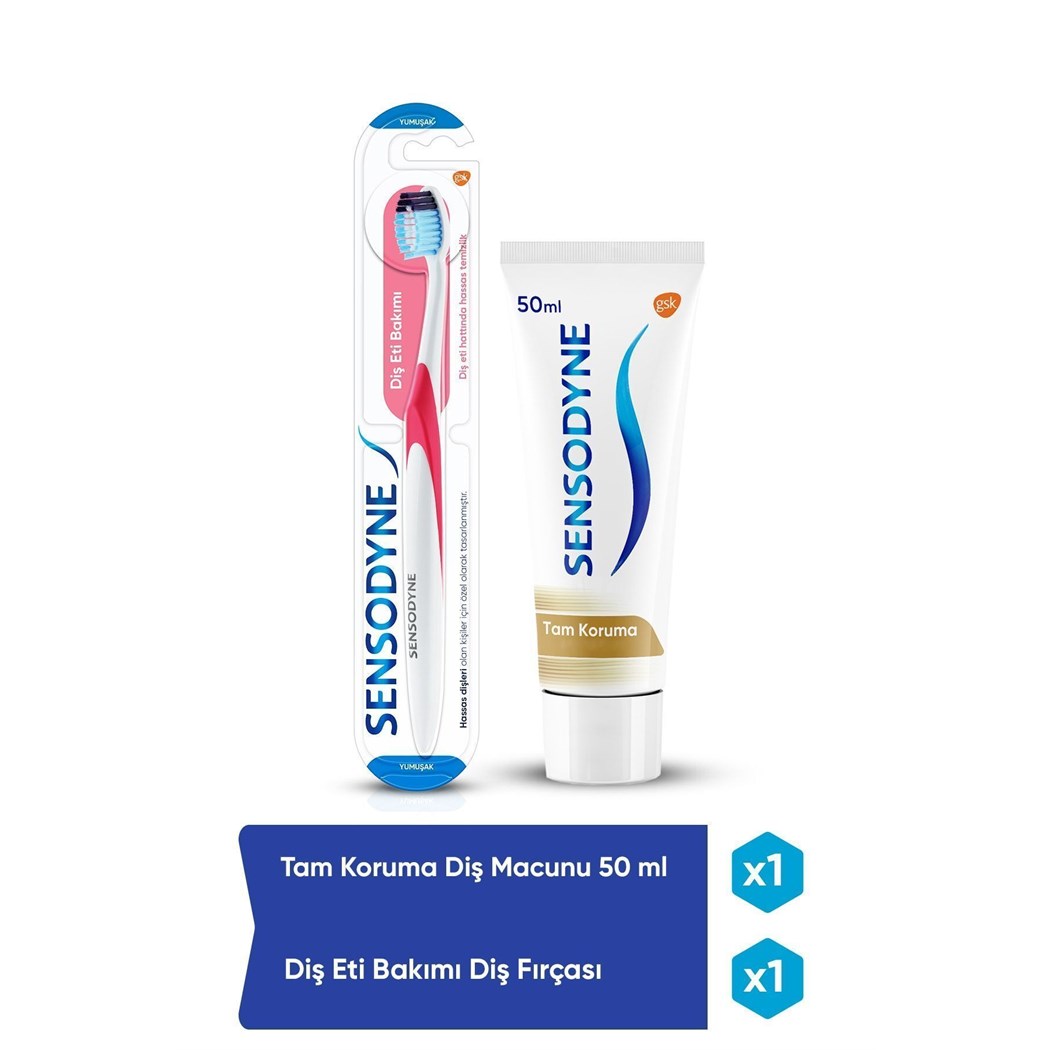 Sensodyne Tam Koruma 50 ml Diş Macunu + Diş Eti Bakımı Diş Fırçası