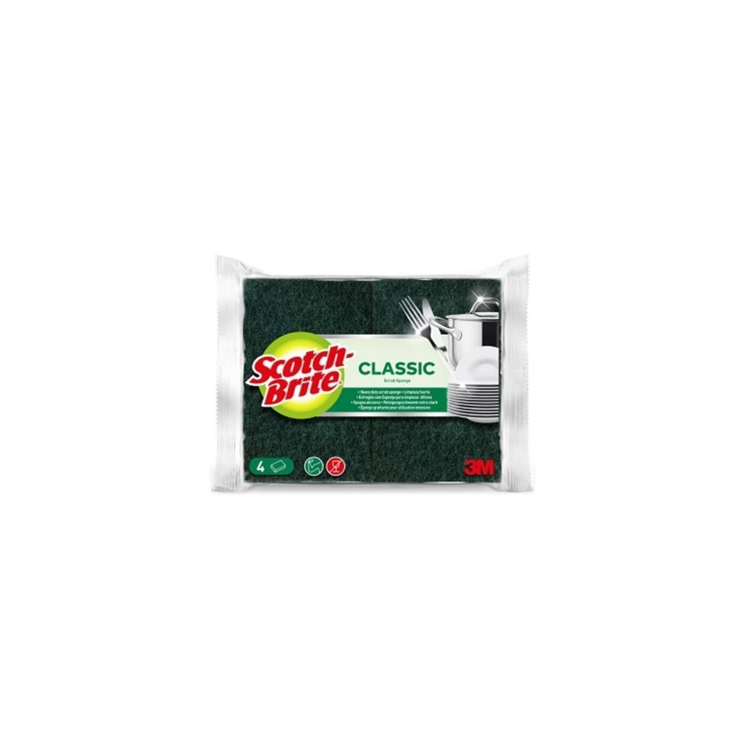 Power Classic Bulaşık Süngeri Yeşil 4'lü Oluksuz Klasik Düz Sünger