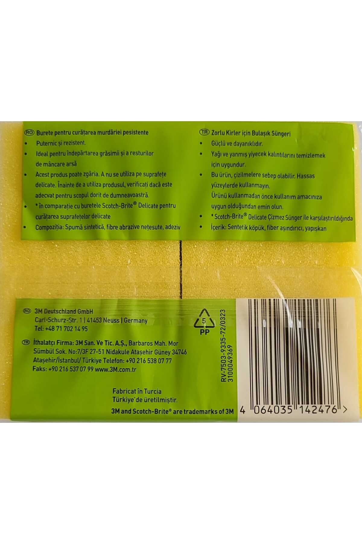 Power Classic Bulaşık Süngeri Yeşil 4'lü Oluksuz Klasik Düz Sünger