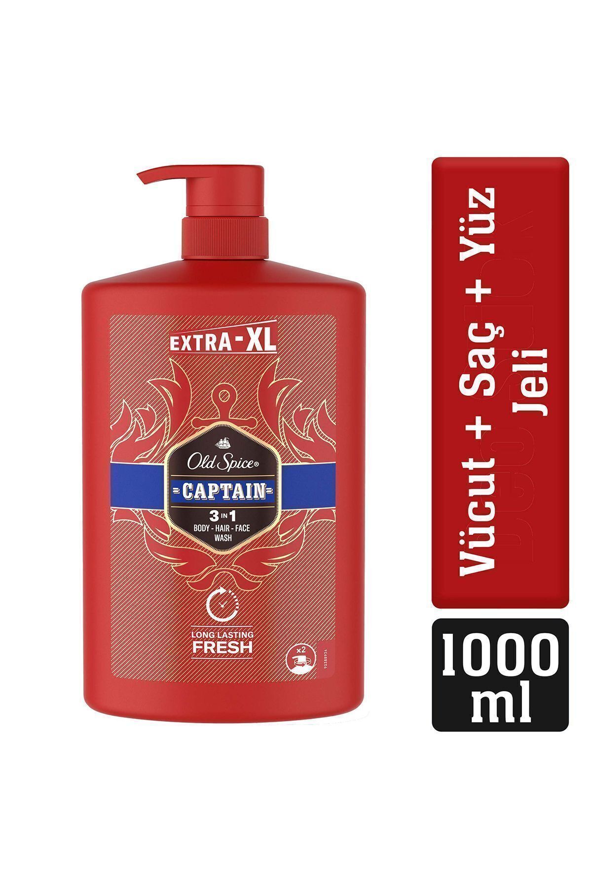 Captain Erkekler İçin Duş Jeli ve Şampuan 1000 ml Ekstra-XL