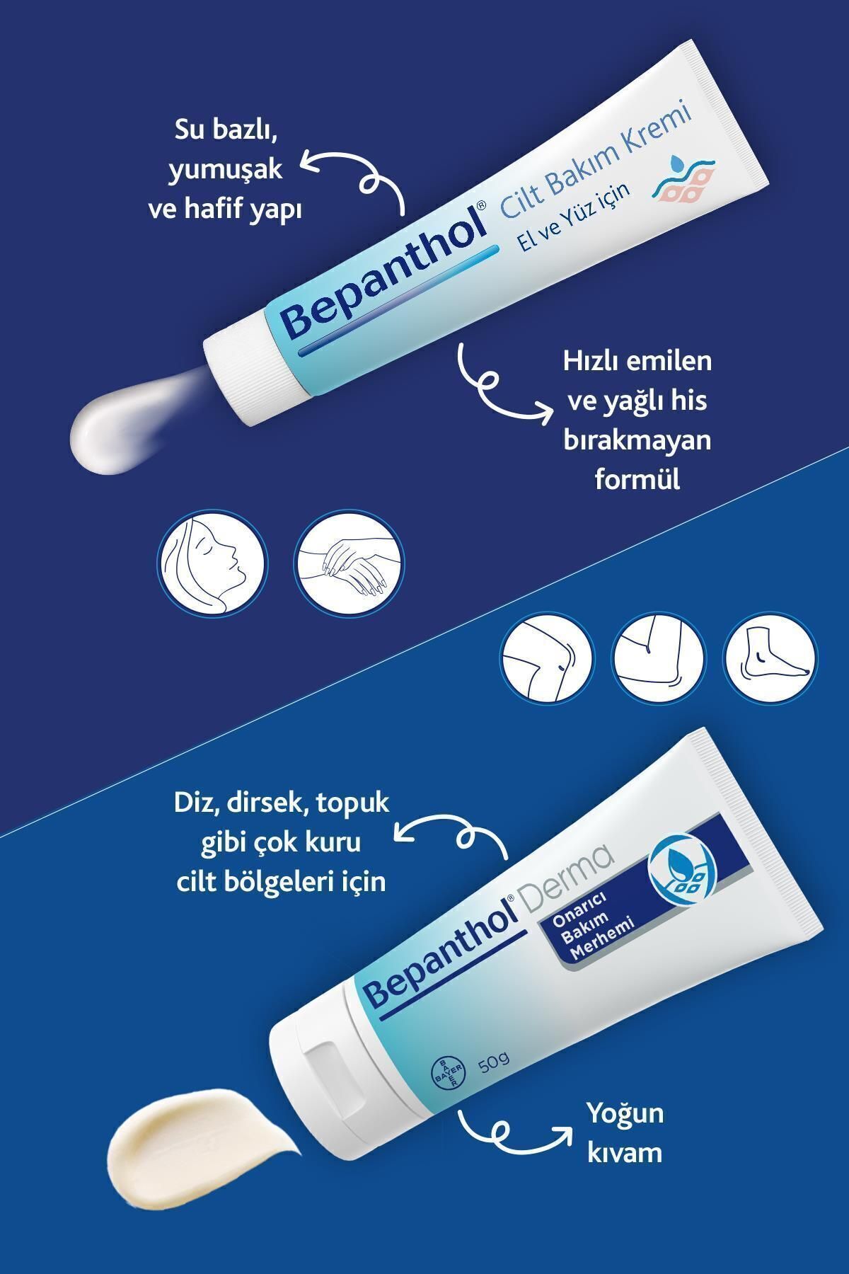 Onarıcı Bakım Merhemi 50gr & Cilt Bakım Kremi 30gr, Günlük Yüz Bakım, Yoğun Nemlendirici Vücut Bakım