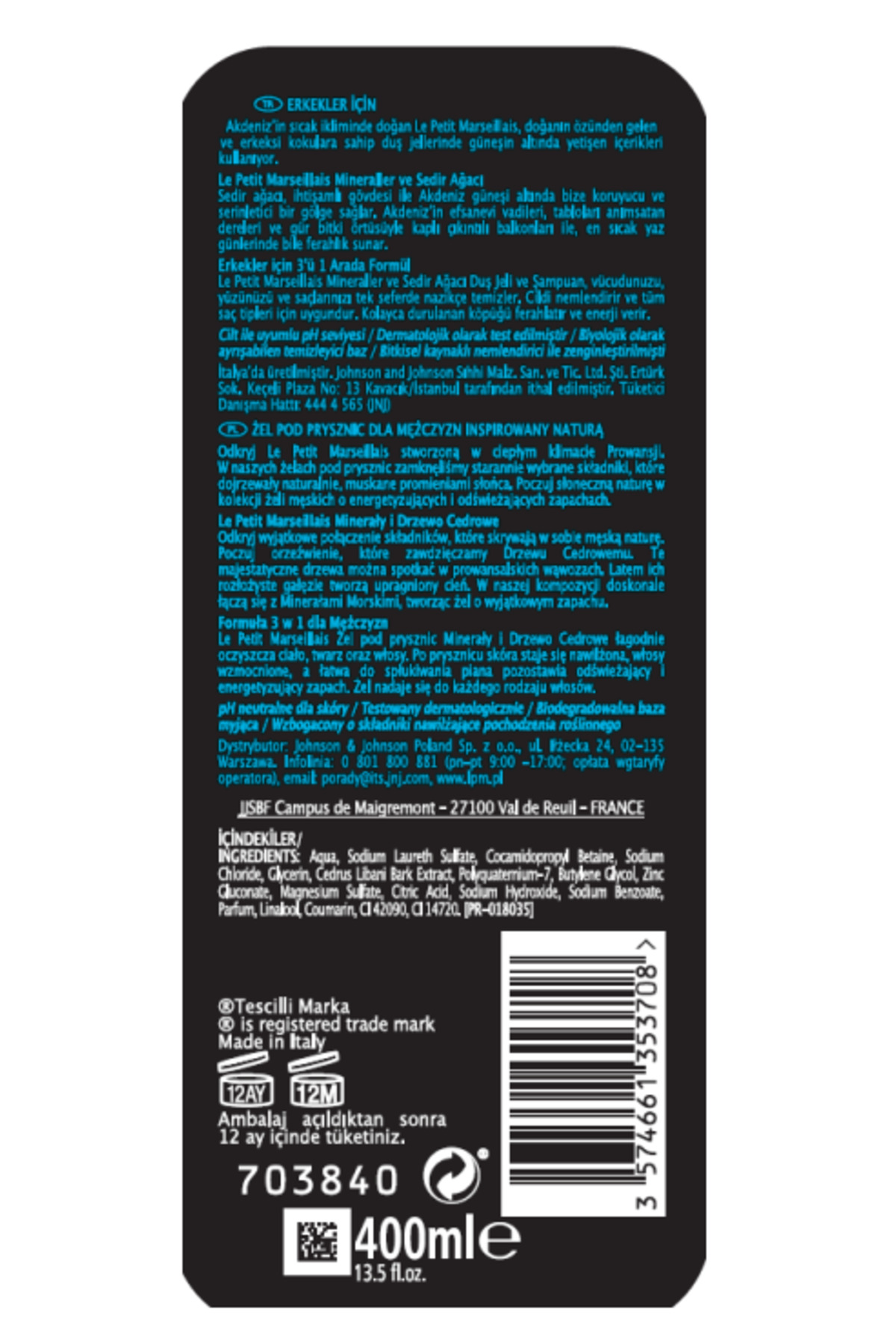 Men Mineraller Ve Sedir Ağacı Duş Jeli 400 ml