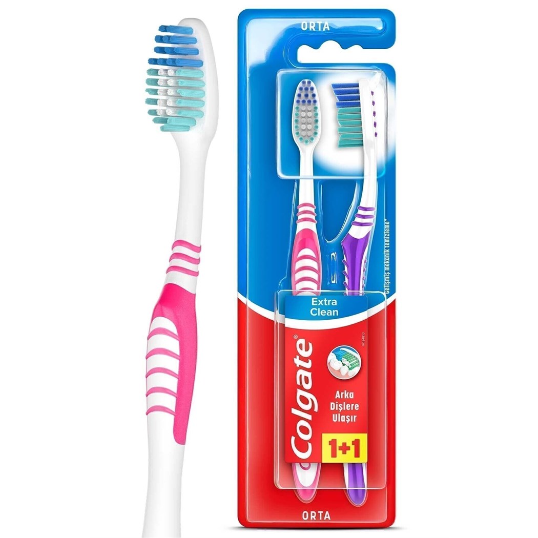 Extra Clean Dil Temizleyicili Arka Dişlere Uzanan Orta Diş Fırçası 1+1