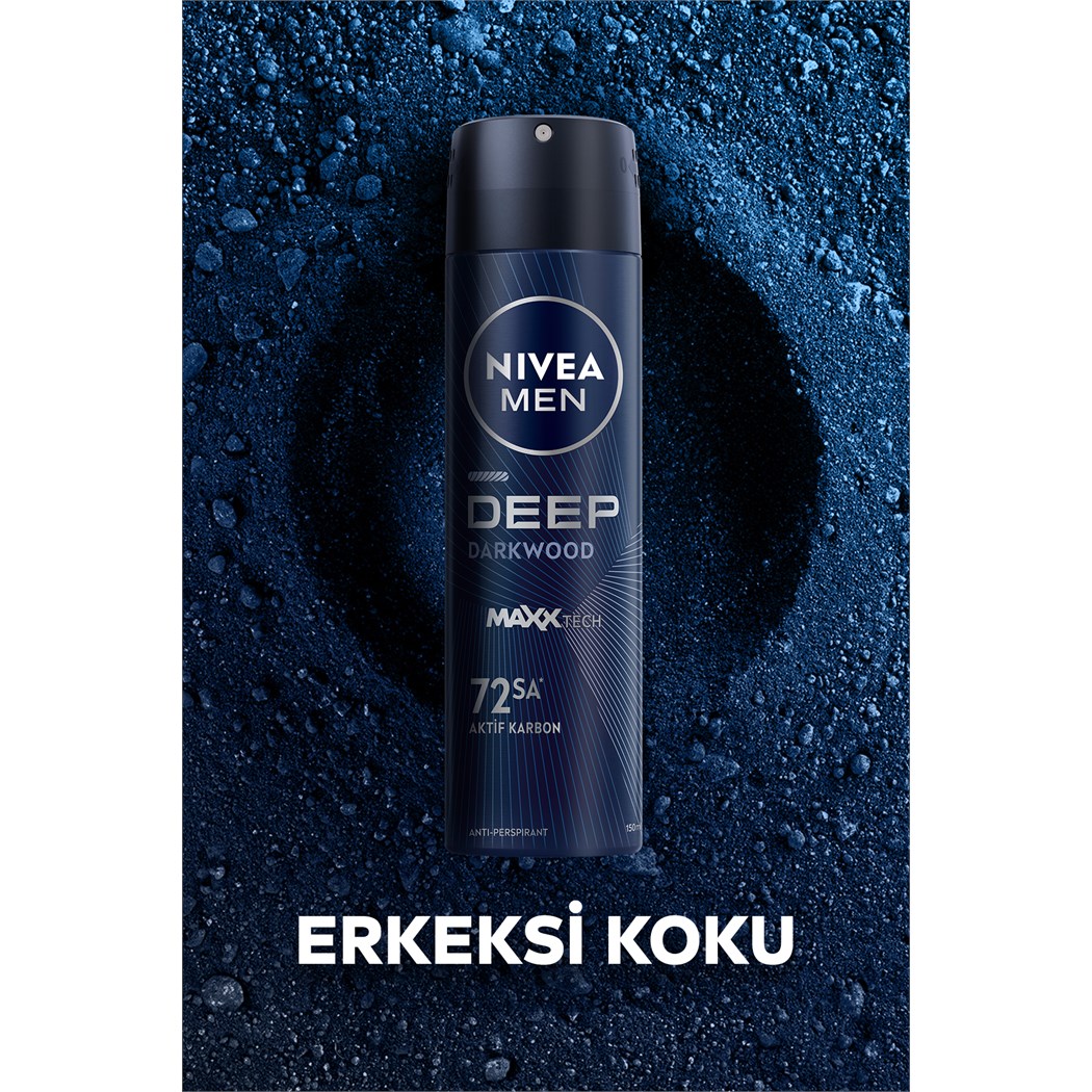 MEN Erkek Sprey Deodorant Deep Dimension Aktif Karbon 150ml, 72 Saat Anti-perspirant Ter Koruması