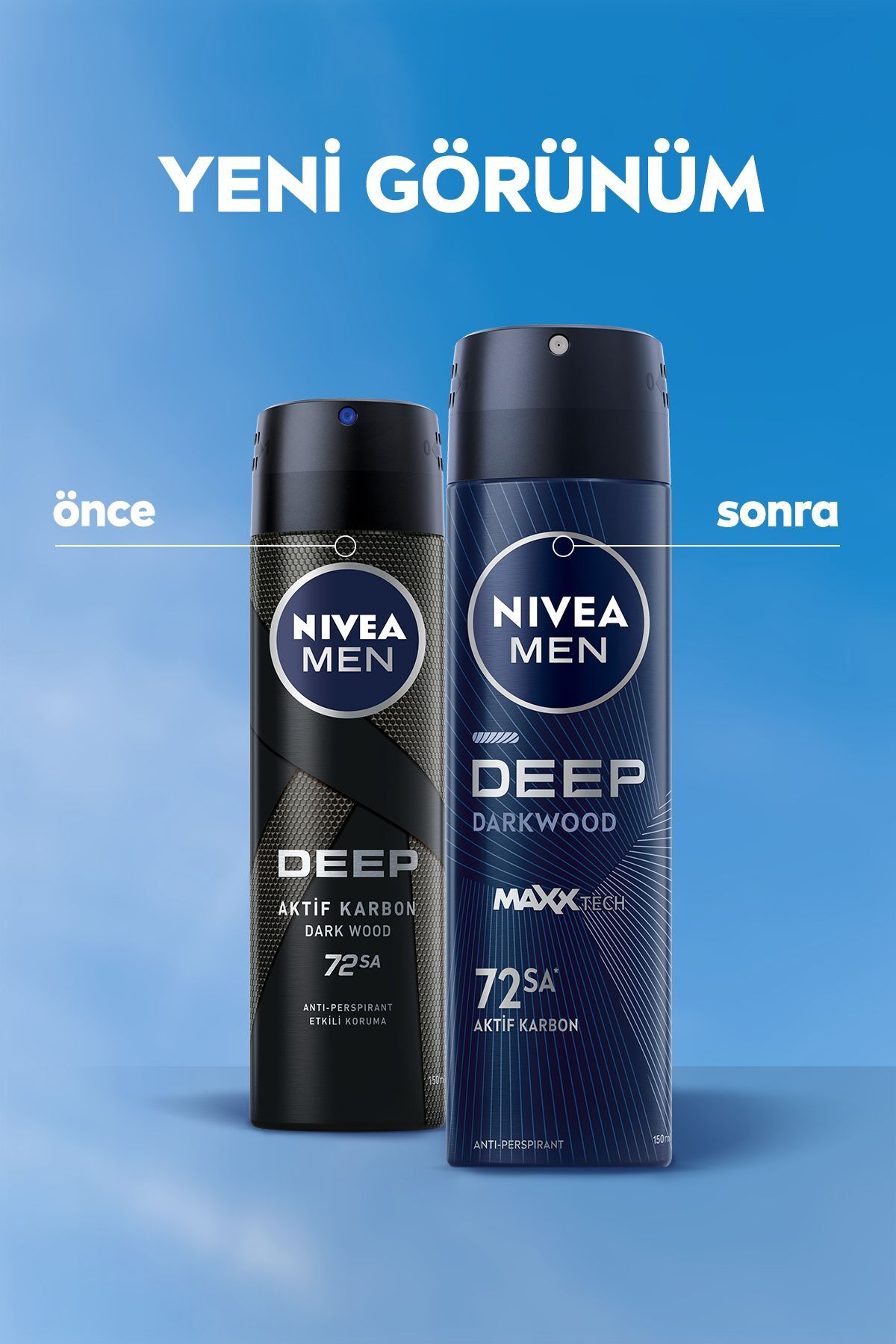 MEN Erkek Sprey Deodorant Deep Dimension Aktif Karbon 150ml, 72 Saat Anti-perspirant Ter Koruması