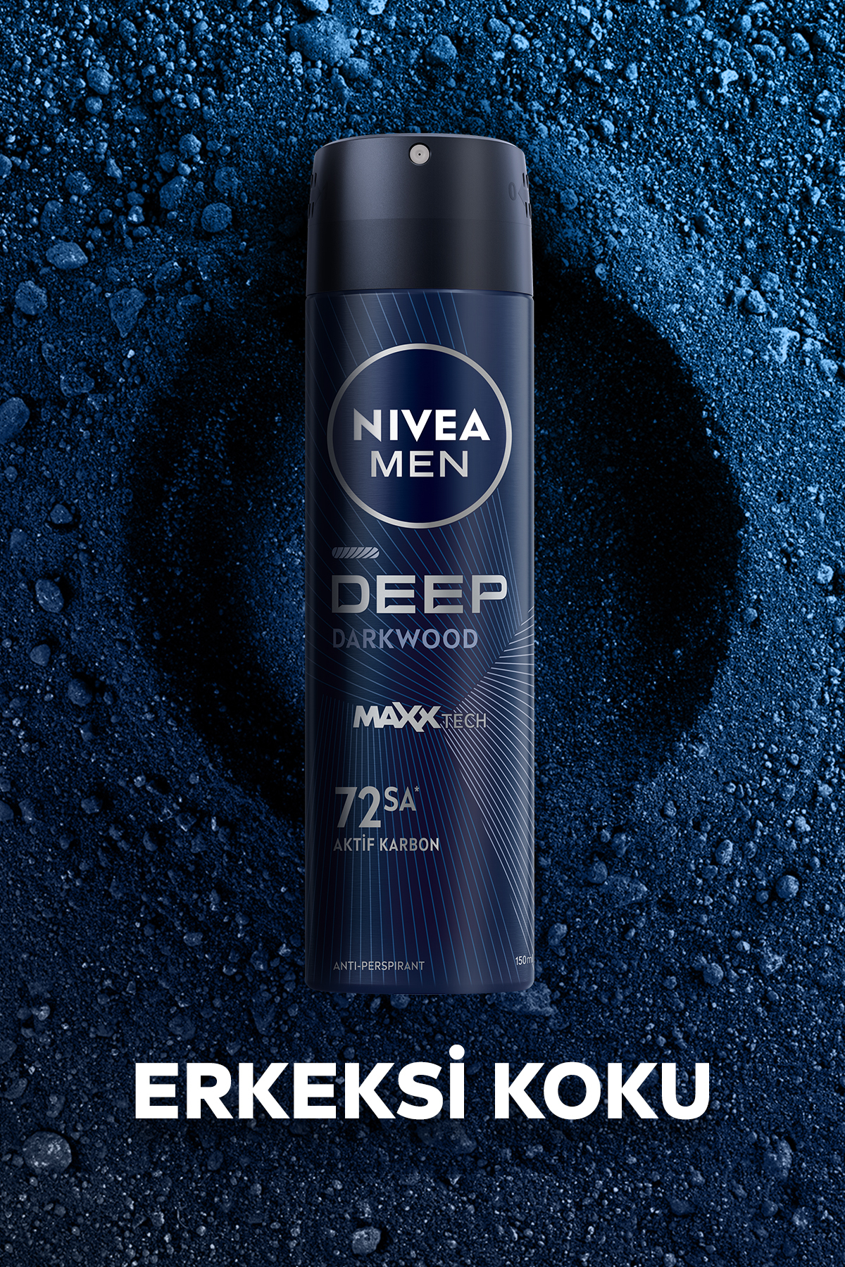 MEN Erkek Sprey Deodorant Deep Dimension Aktif Karbon 150ml, 72 Saat Anti-perspirant Ter Koruması