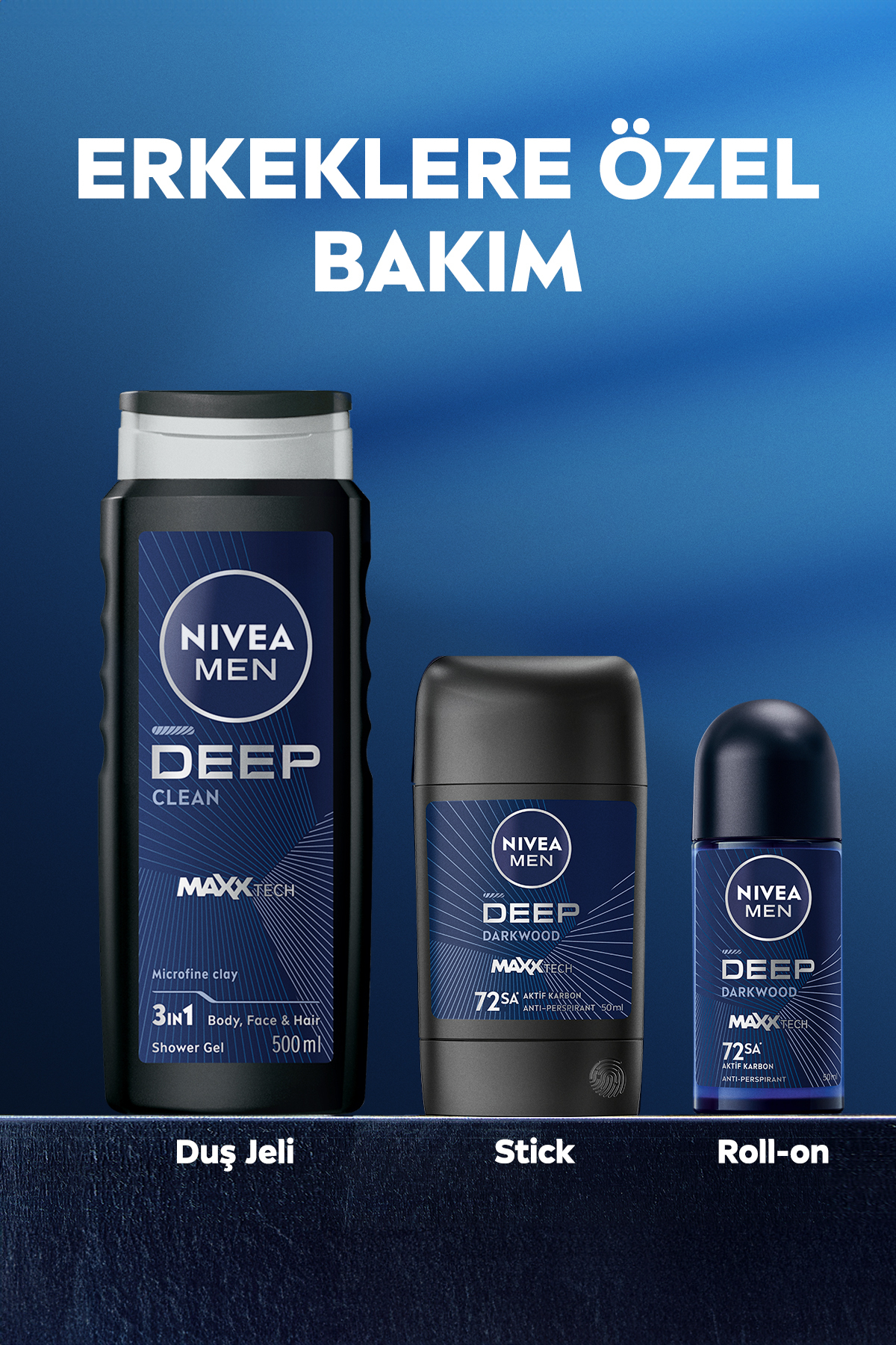 MEN Erkek Sprey Deodorant Deep Dimension Aktif Karbon 150ml, 72 Saat Anti-perspirant Ter Koruması