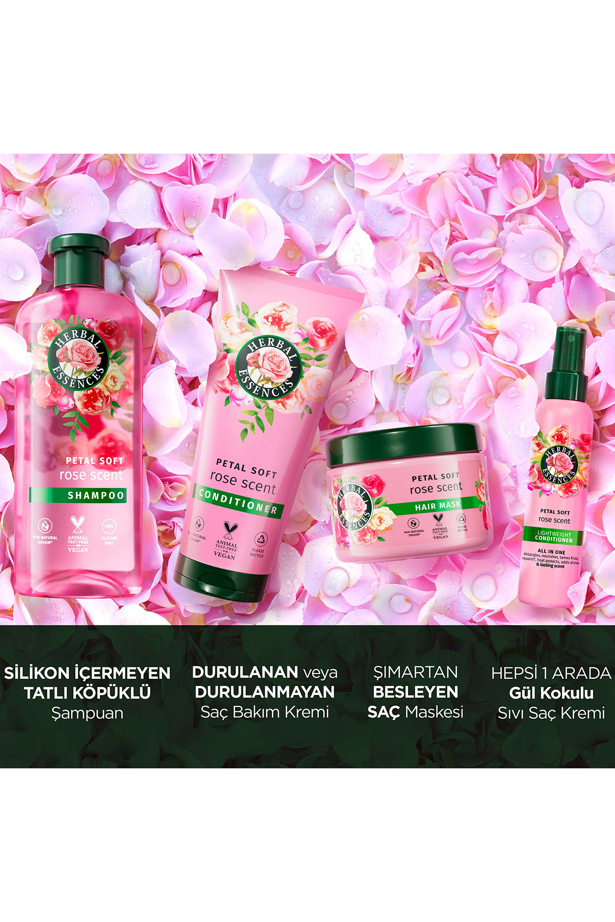 Kadifemsi Yumuşaklık Gül Kokulu Şampuan 350ml