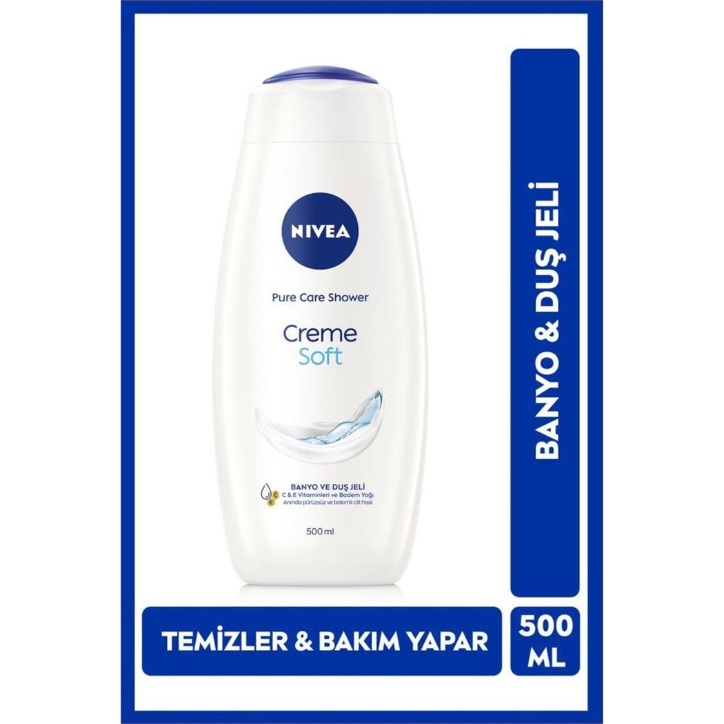Creme Soft Kremsi Dokunuş Banyo ve Duş Jeli 500ml, Temizlerken Bakım Yapar, Badem Yağı, Nemlendirici