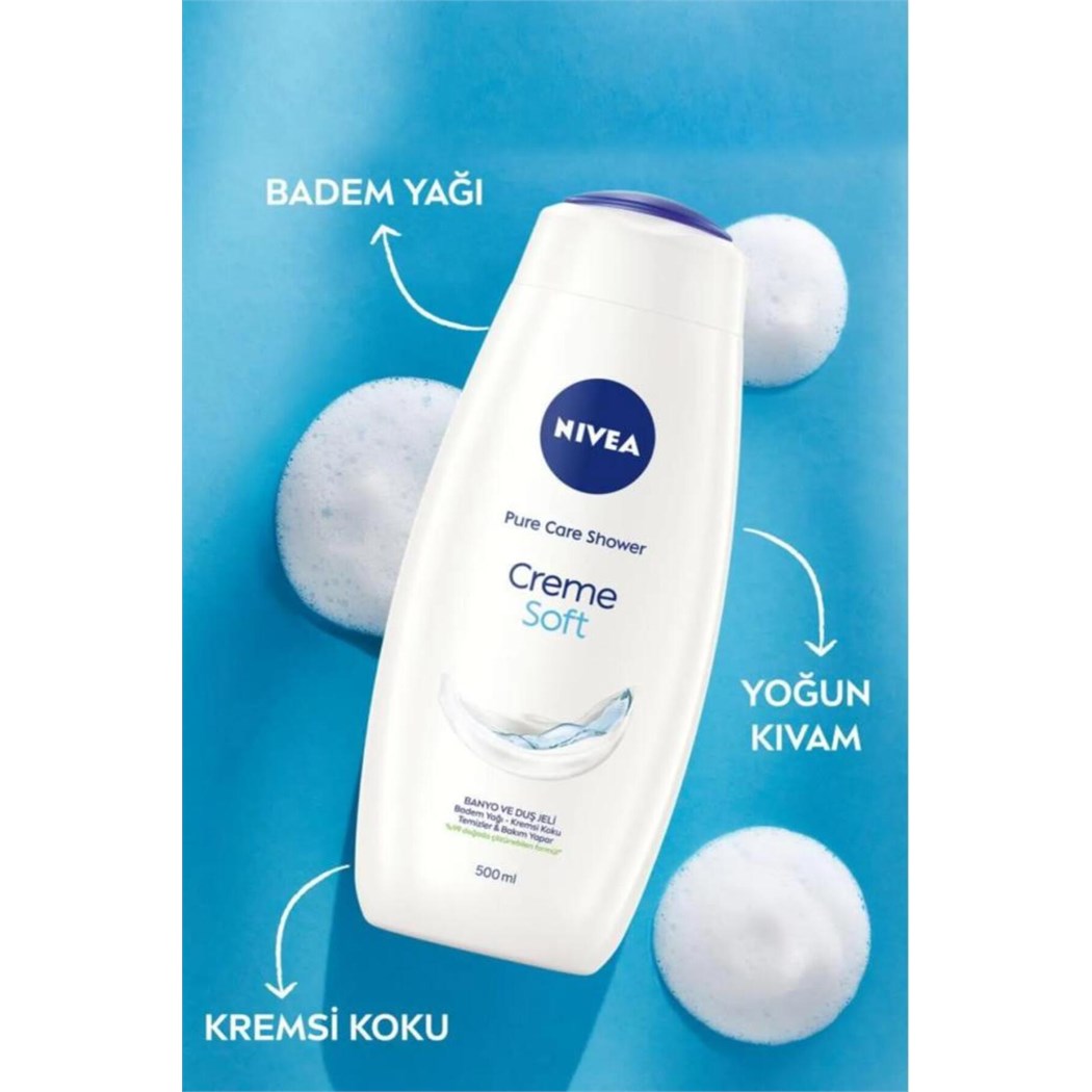 Creme Soft Kremsi Dokunuş Banyo ve Duş Jeli 500ml, Temizlerken Bakım Yapar, Badem Yağı, Nemlendirici