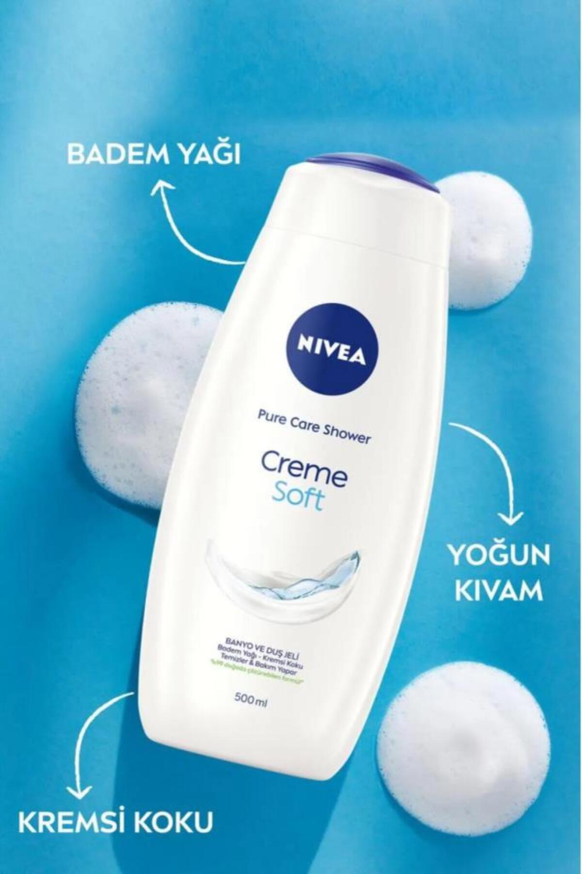 Creme Soft Kremsi Dokunuş Banyo ve Duş Jeli 500ml, Temizlerken Bakım Yapar, Badem Yağı, Nemlendirici
