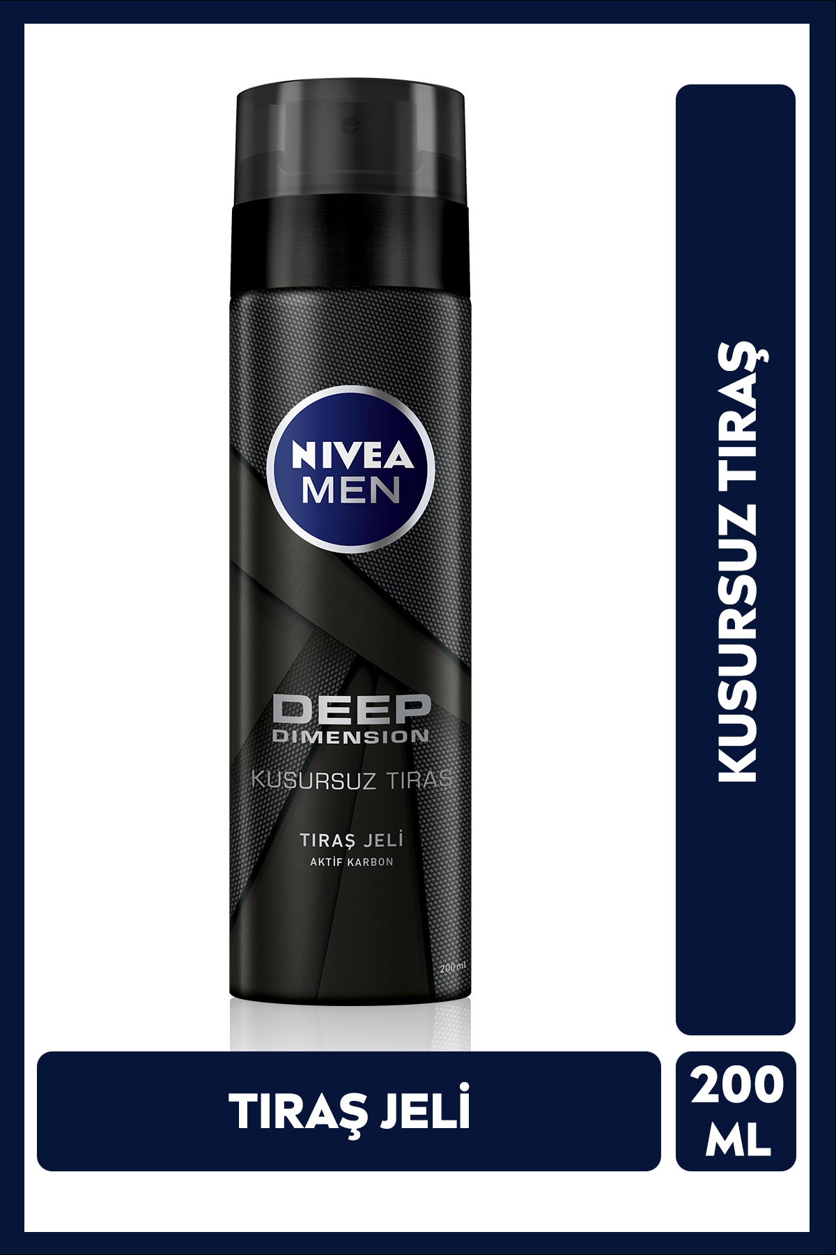 MEN Erkek Tıraş Jeli Deep Dimension Aktif Karbon 200ml, Kusursuz ve Kaygan Tıraş, Sakal Temizleyici