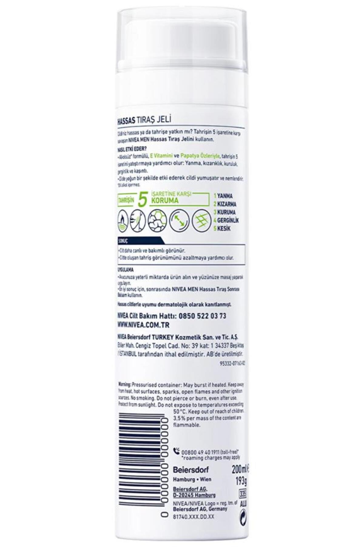 MEN Erkek Hassas Koruma Tıraş Jeli 200ml, Hassas Ciltlere Özel, Yanma Kızarma Kuruma Engelleyici