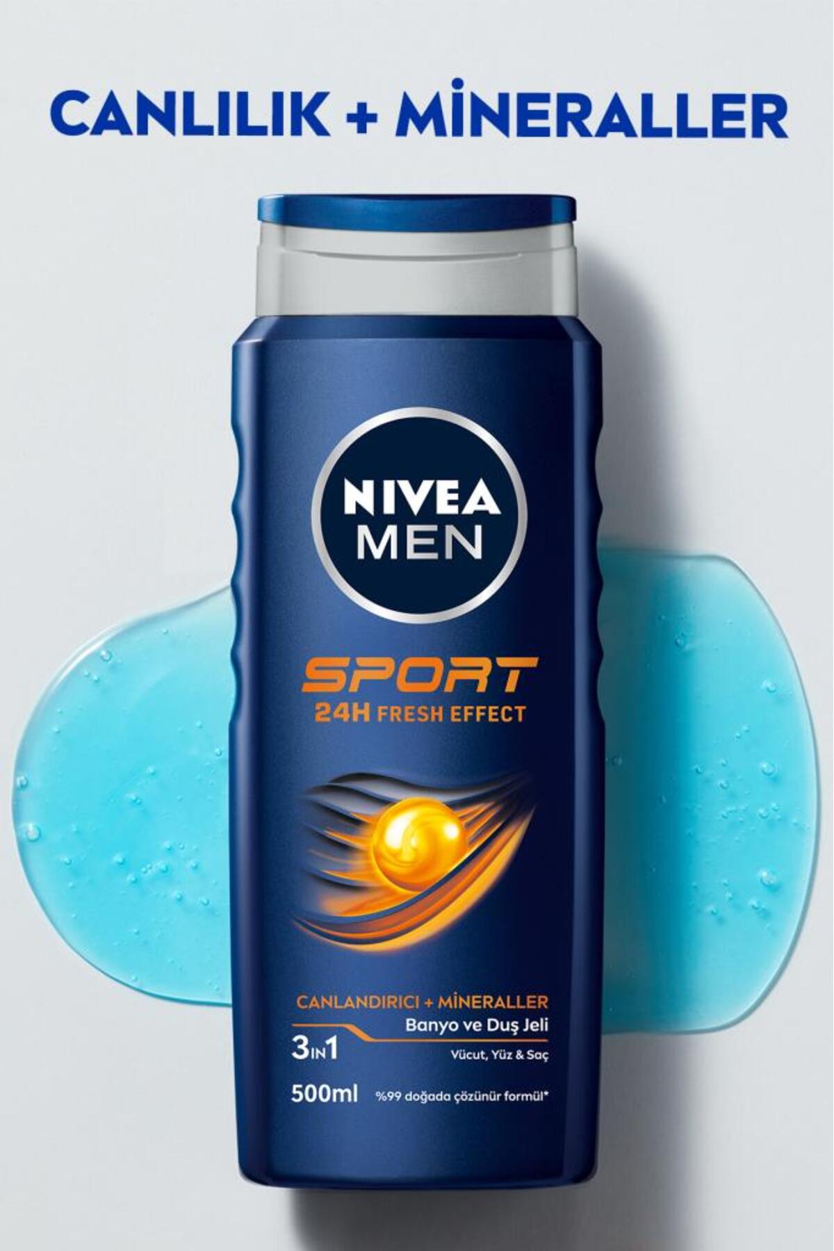 MEN Erkek Duş Jeli Sport 500ml, Canlandırıcı, Mineral, Vücut Saç ve Yüz, Spordan Sonra Yenileyici