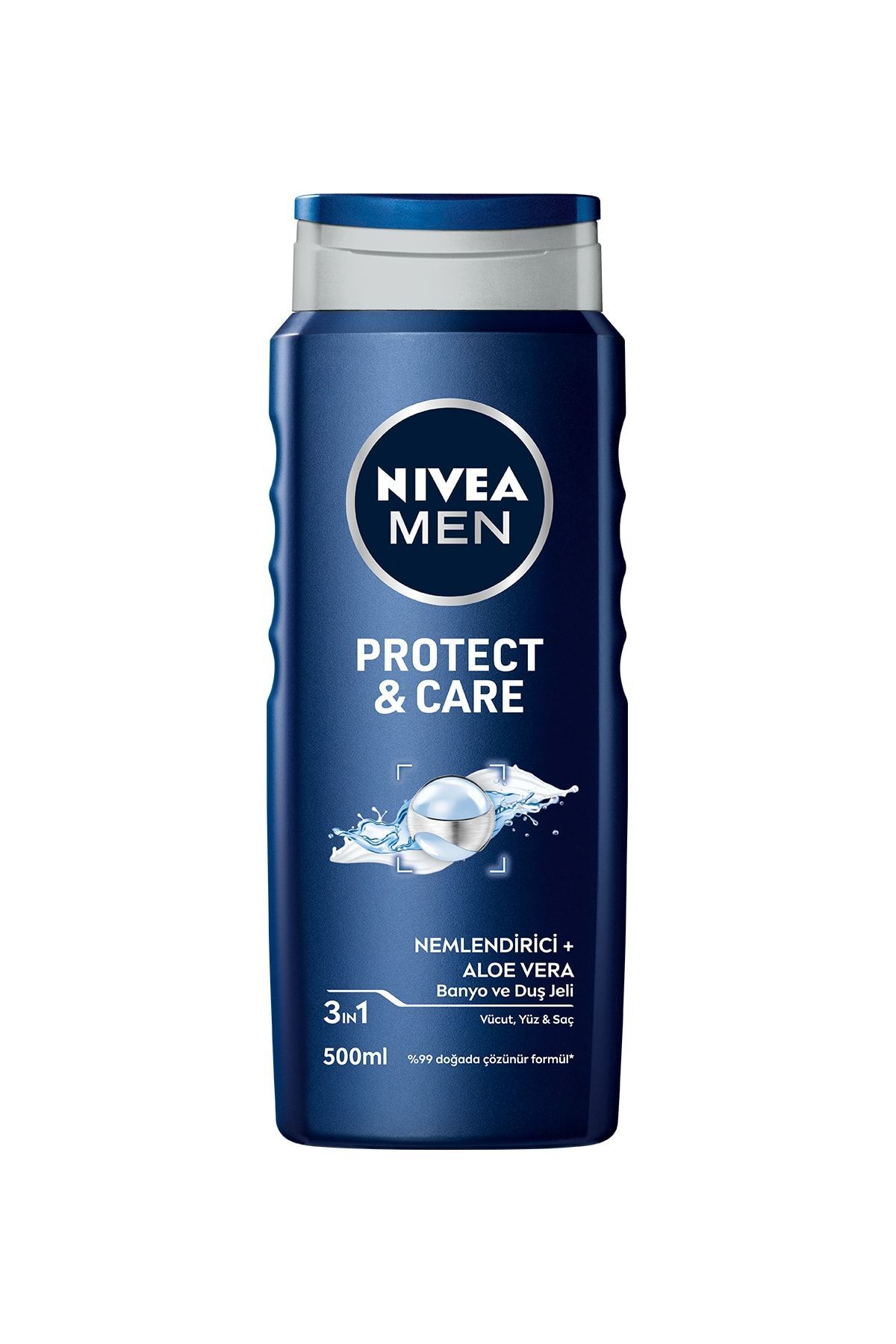 Men Protect&Care Duş Jeli 500 ml, 3'ü 1 Arada Komple Bakım, Vücut, Saç ve Yüz için