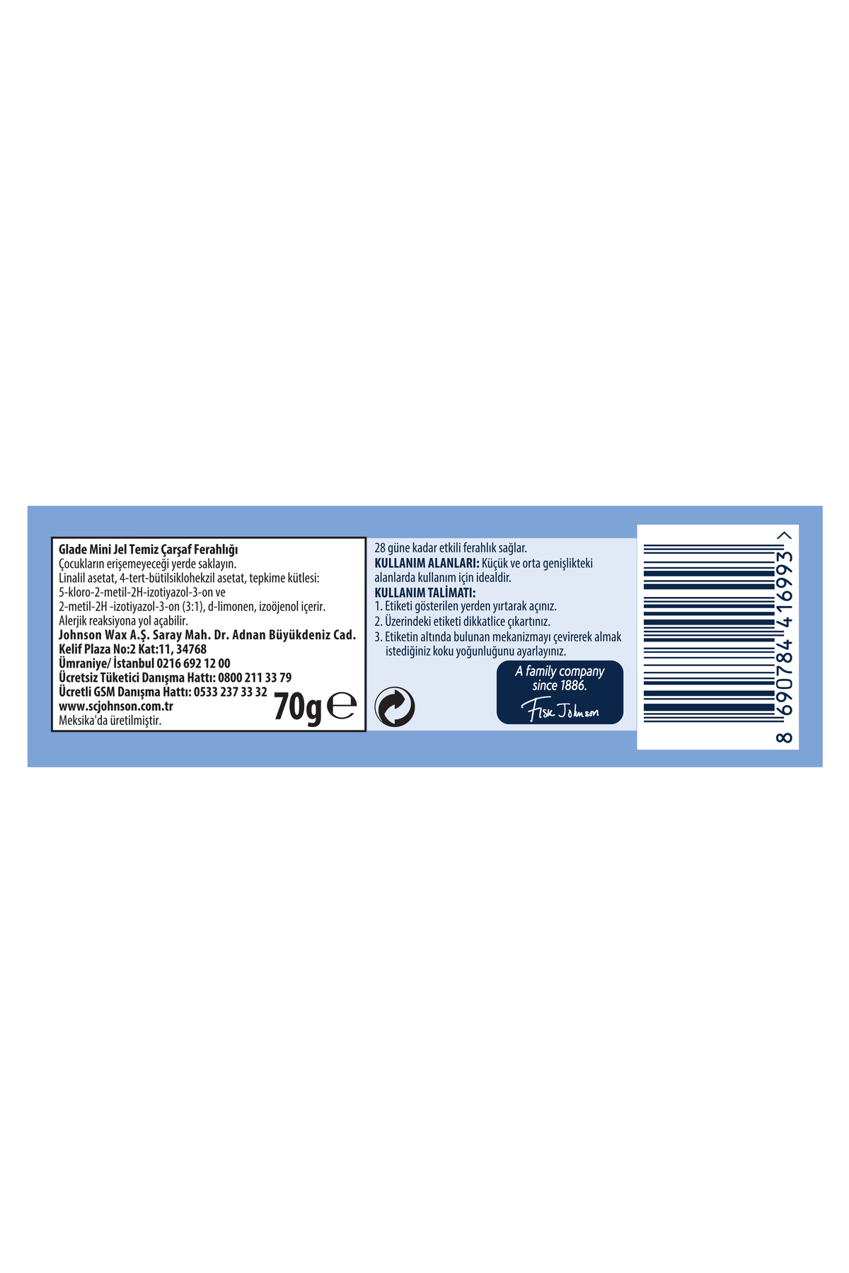 Mini Jel, Temiz Çarşaf Ferahlığı, 70 g