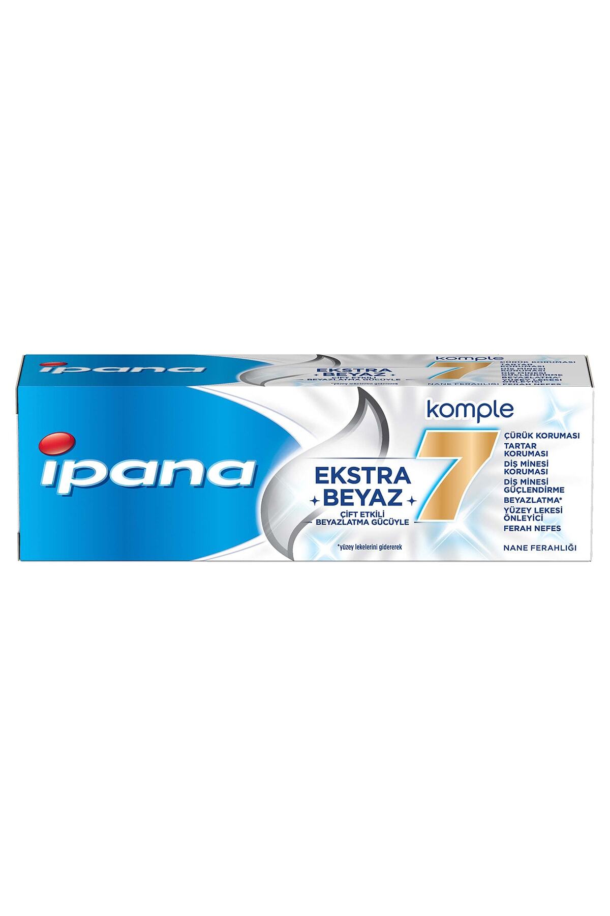 İpana Komple 7 Diş Macunu Ekstra Beyaz 65 ml Çift Etkili Beyazlatma Gücü