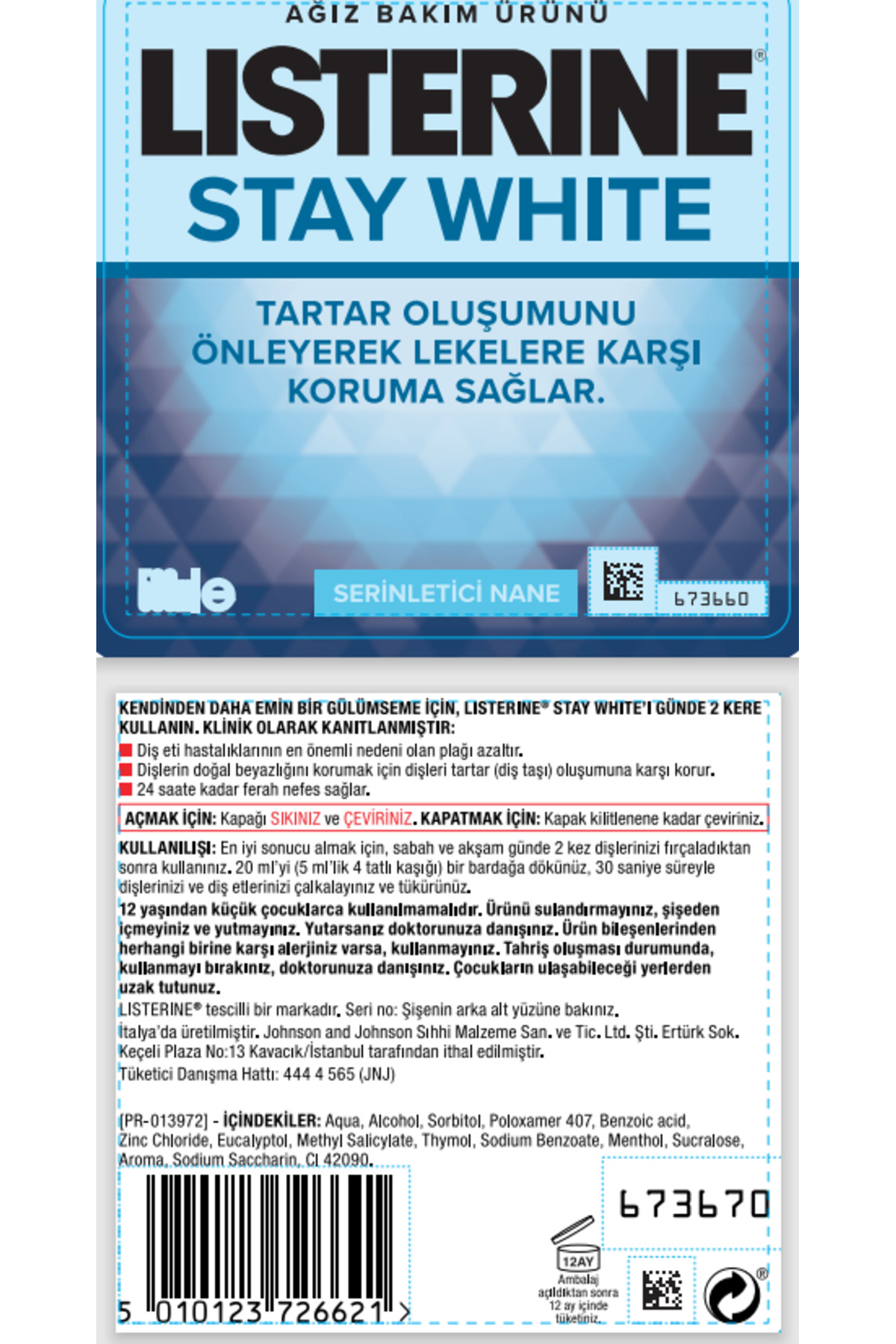 Stay White Ağız Bakım Suyu 500 ml