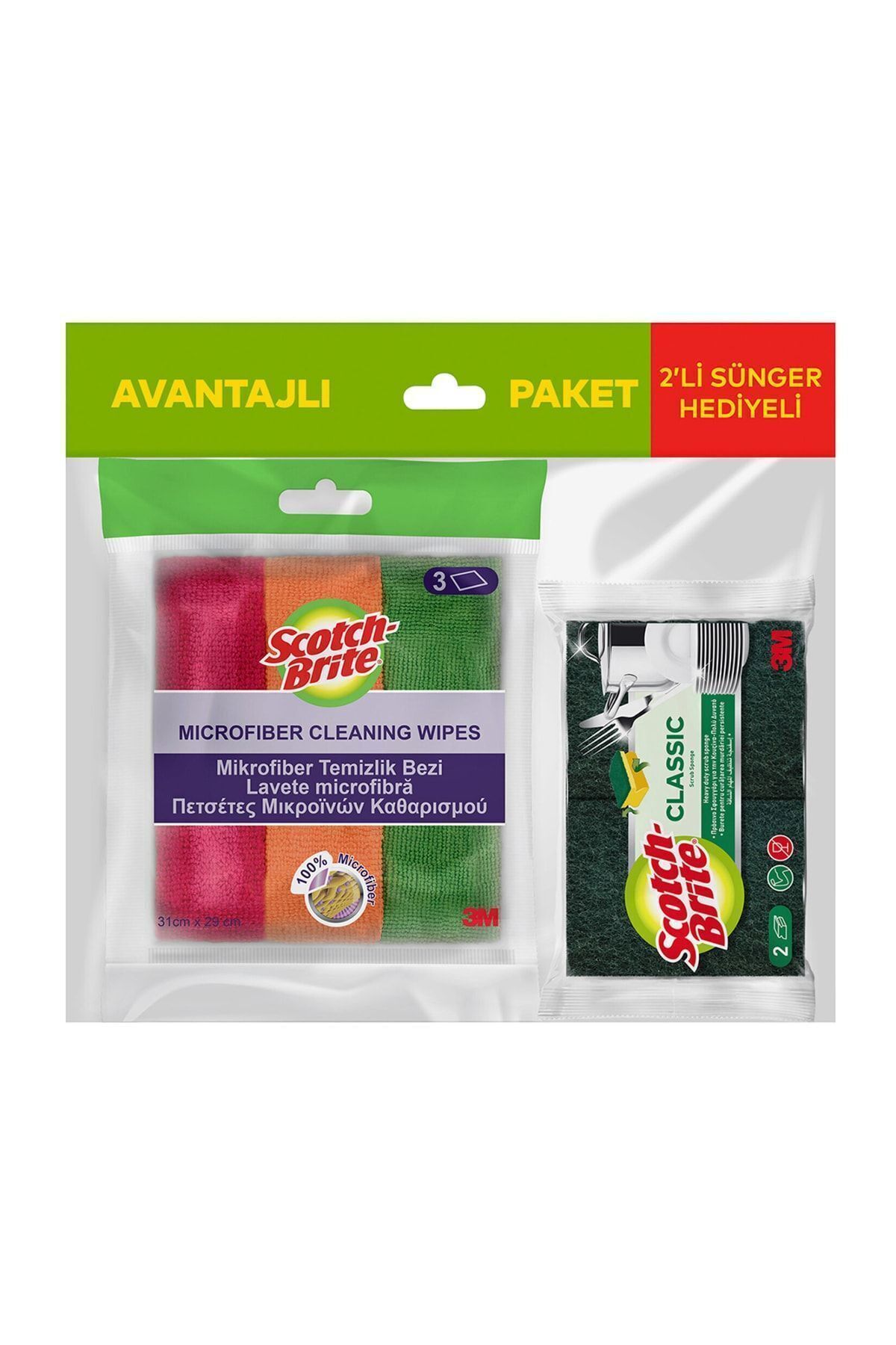 Mikrofiber 3 Lü Bez+2Li Sünger Hed.