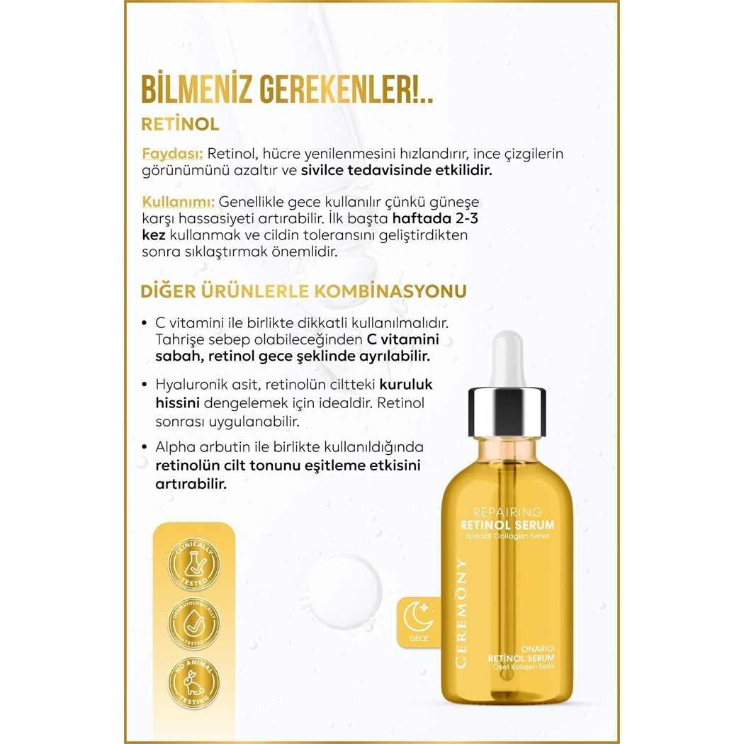 Retinol Onarıcı Cilt Bakım Serumu 30 ml