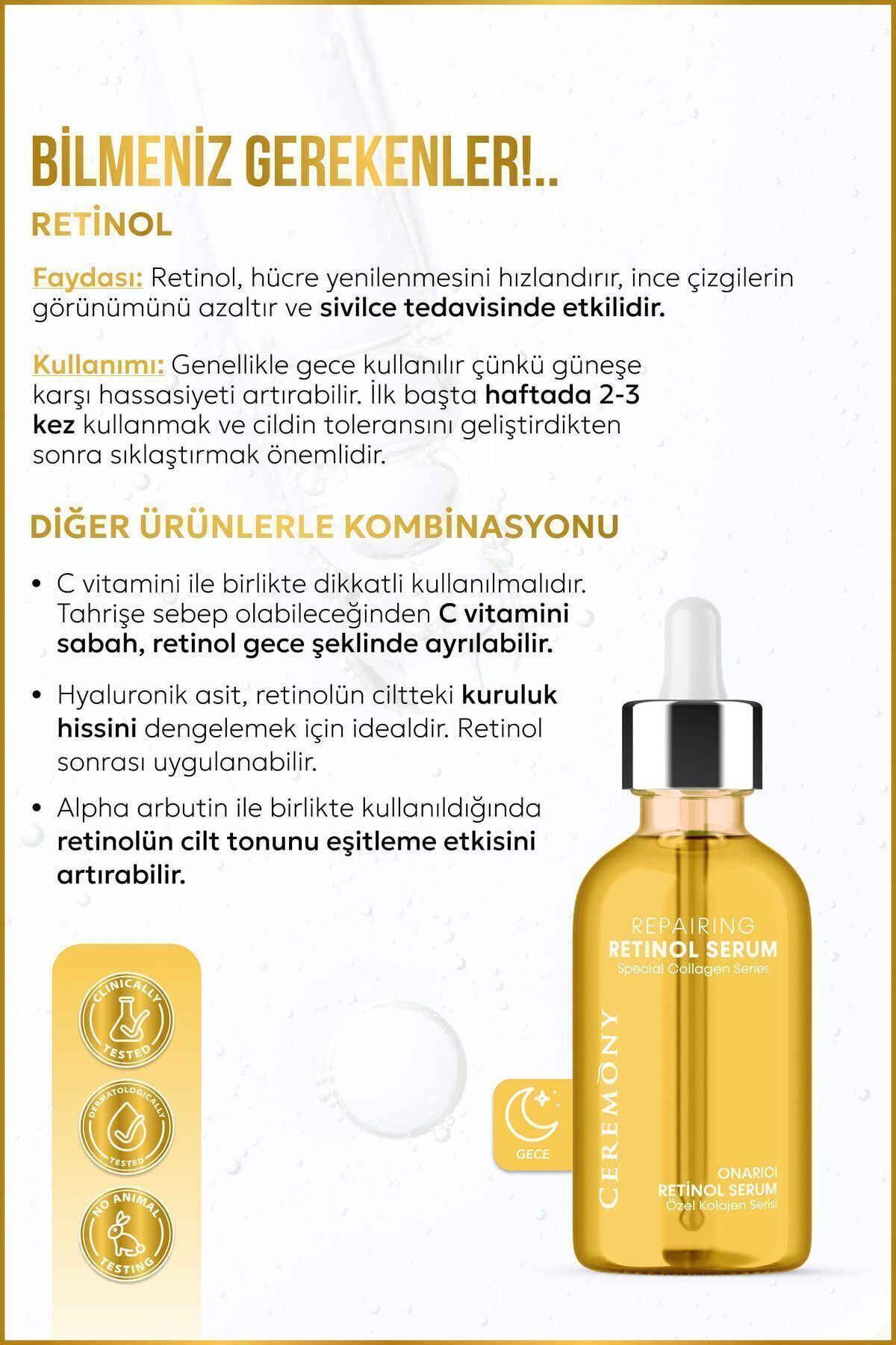 Retinol Onarıcı Cilt Bakım Serumu 30 ml