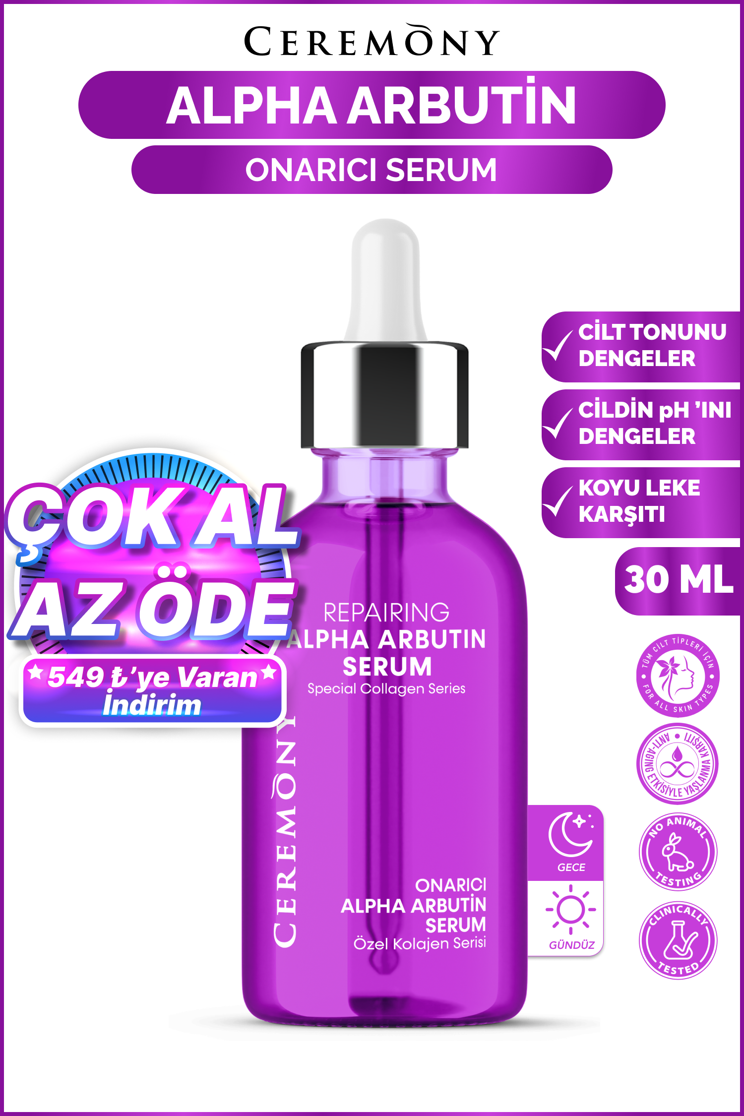 Alpha Arbutin Onarıcı Cilt Bakım Serumu 30 ml