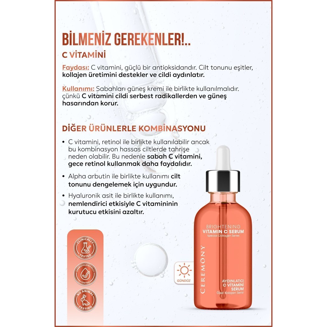 C Vitamini Aydınlatıcı Cilt Bakım Serumu 30 ml
