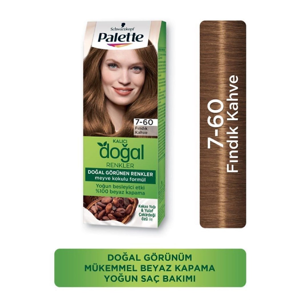 Palette Kalıcı Doğal Renkler Saç Boyası 7-60 Fındık Kahve