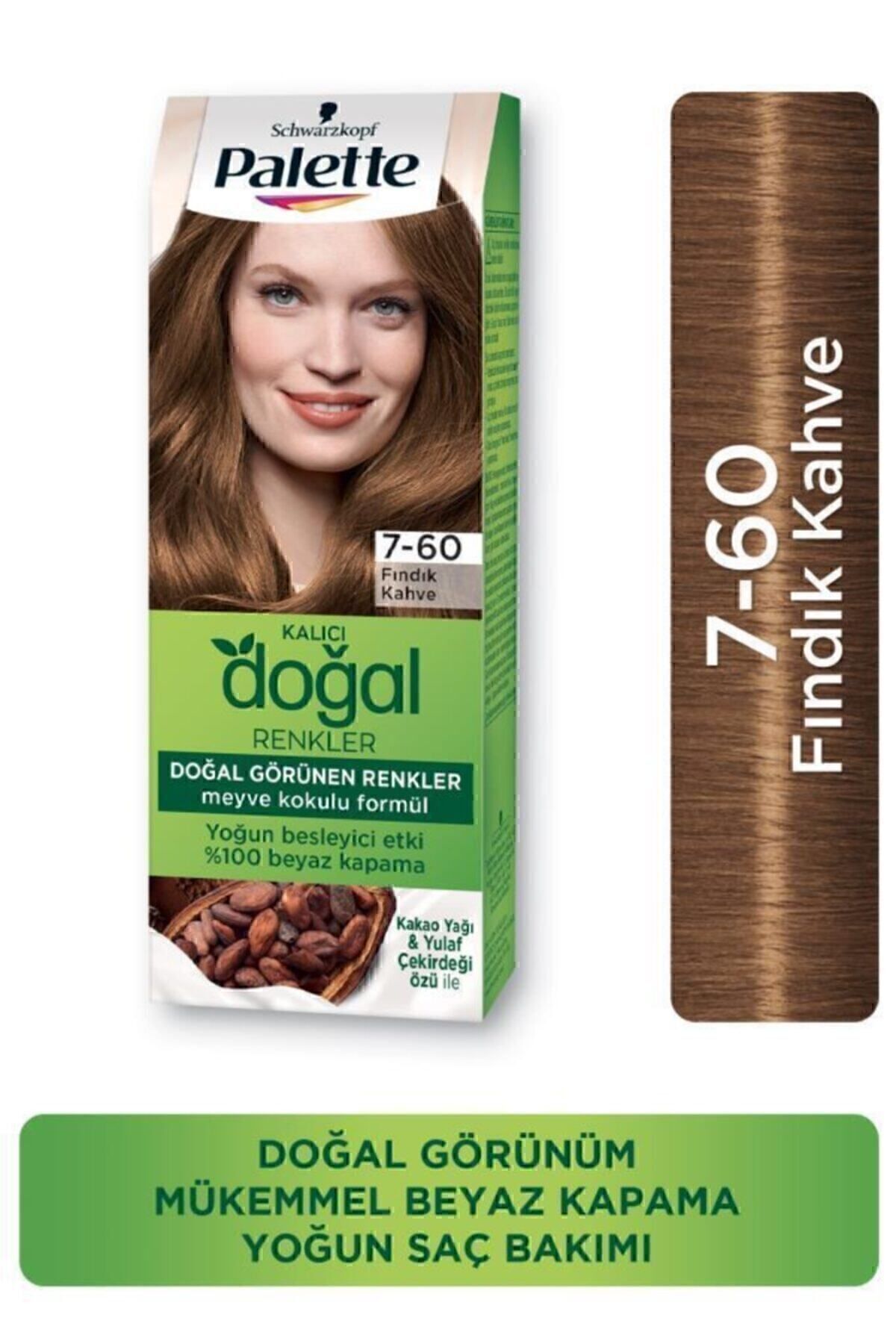 Palette Kalıcı Doğal Renkler Saç Boyası 7-60 Fındık Kahve