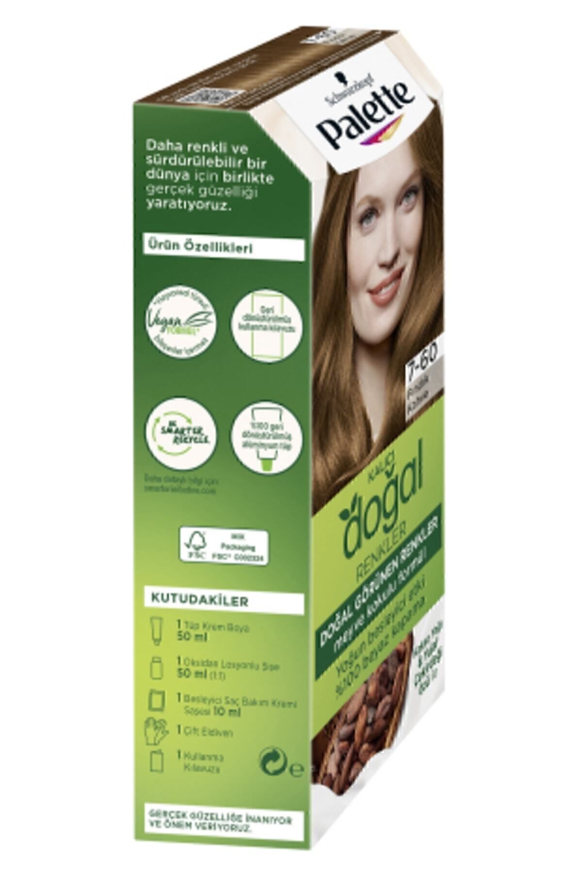 Palette Kalıcı Doğal Renkler Saç Boyası 7-60 Fındık Kahve