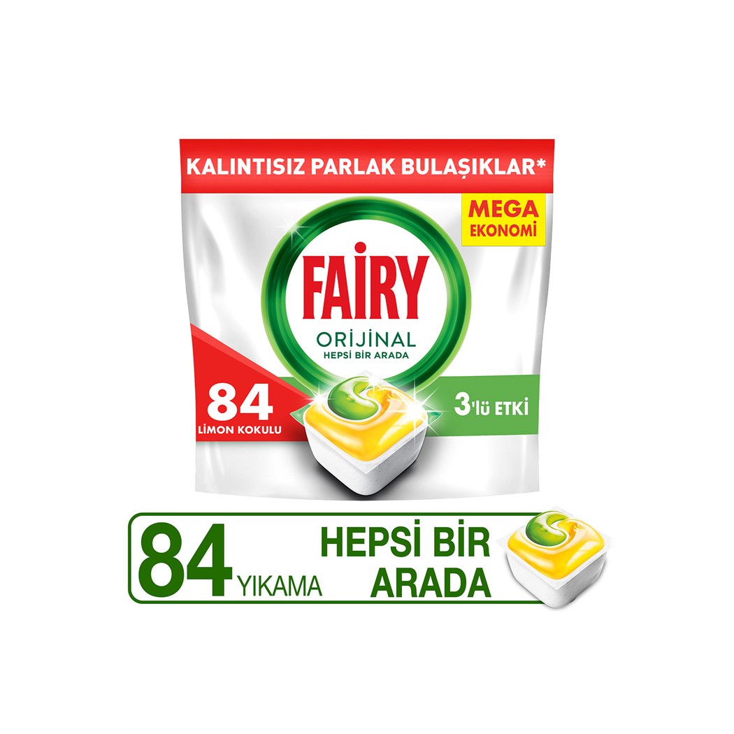 Hepsi Bir Arada Limonlu Bulaşık Makinesi 84'lü Tablet Deterjan