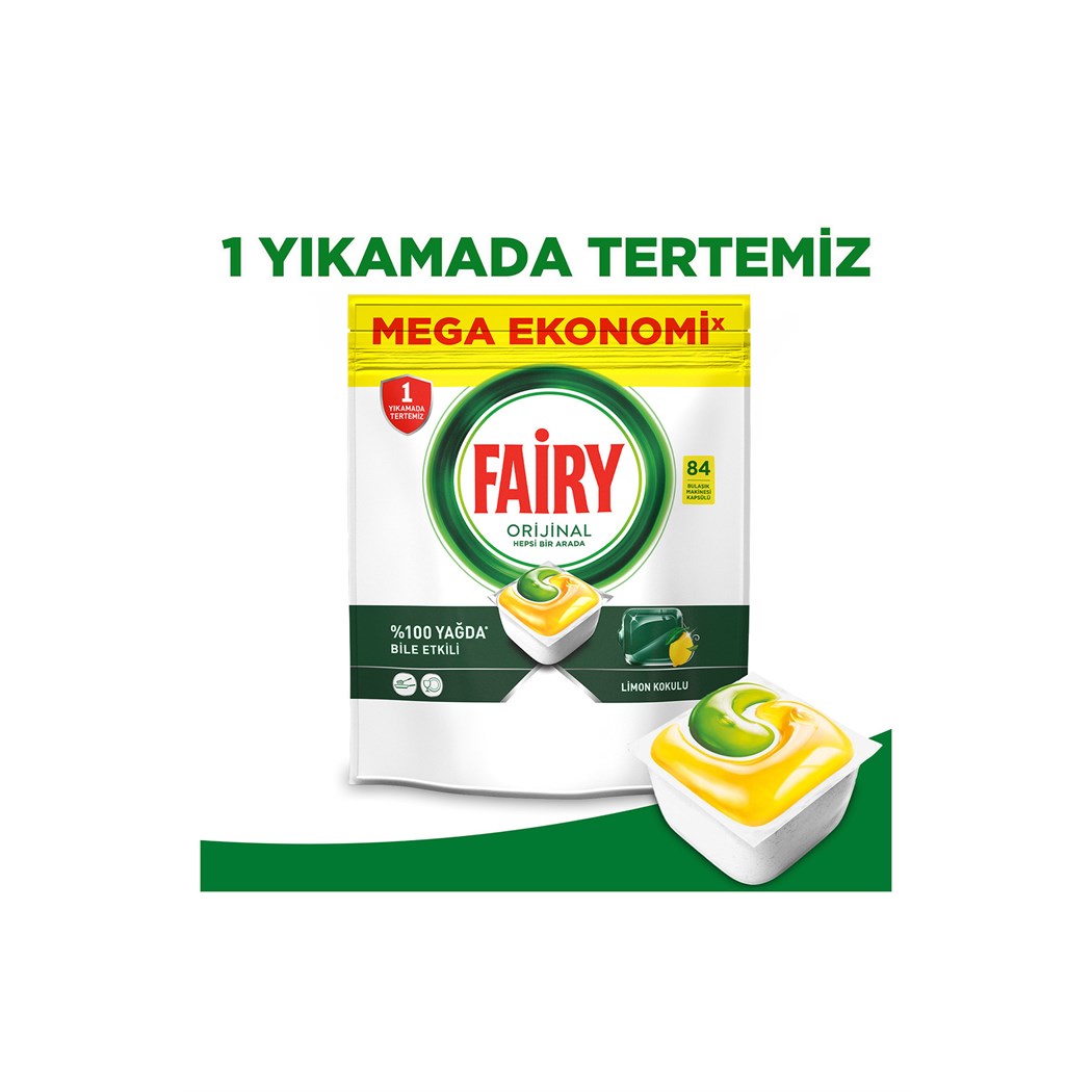 Hepsi Bir Arada Limonlu Bulaşık Makinesi 84'lü Tablet Deterjan