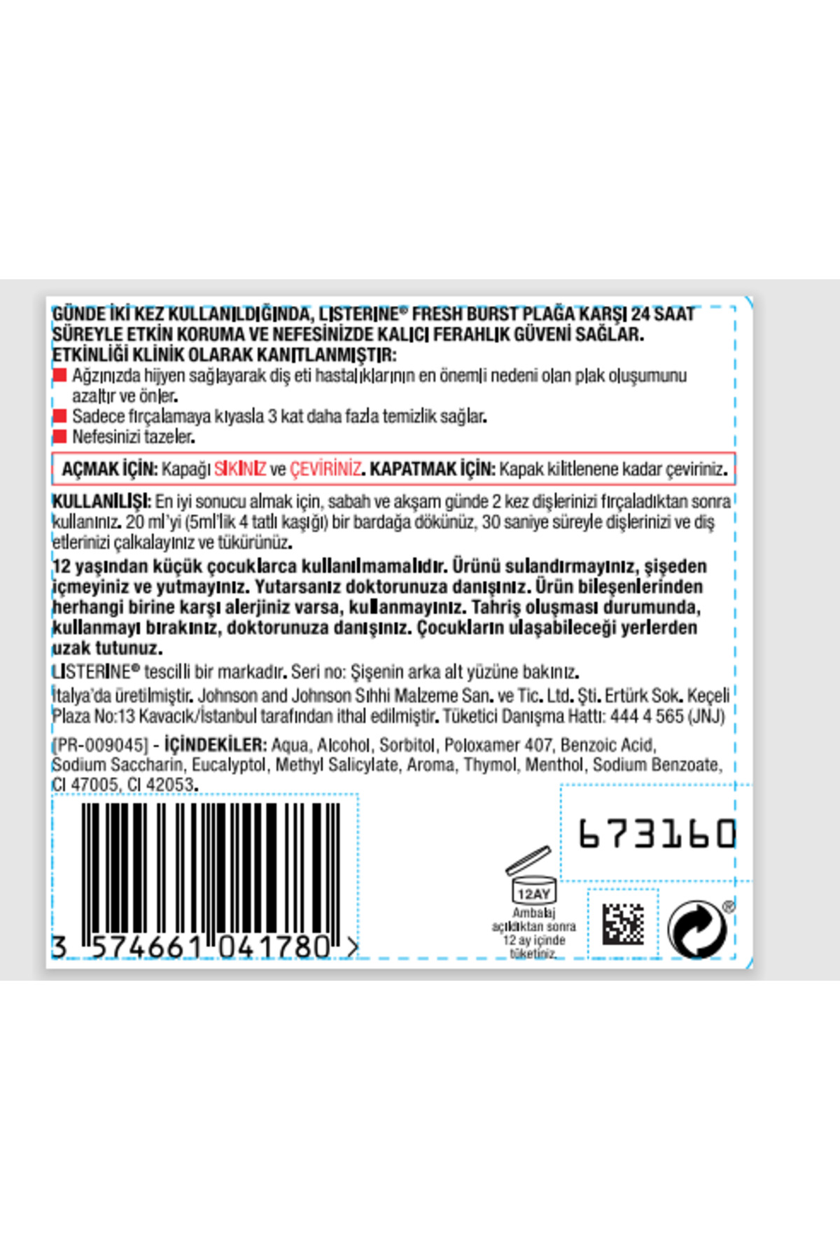 Fresh Burst Ağız Bakım Suyu 500ml