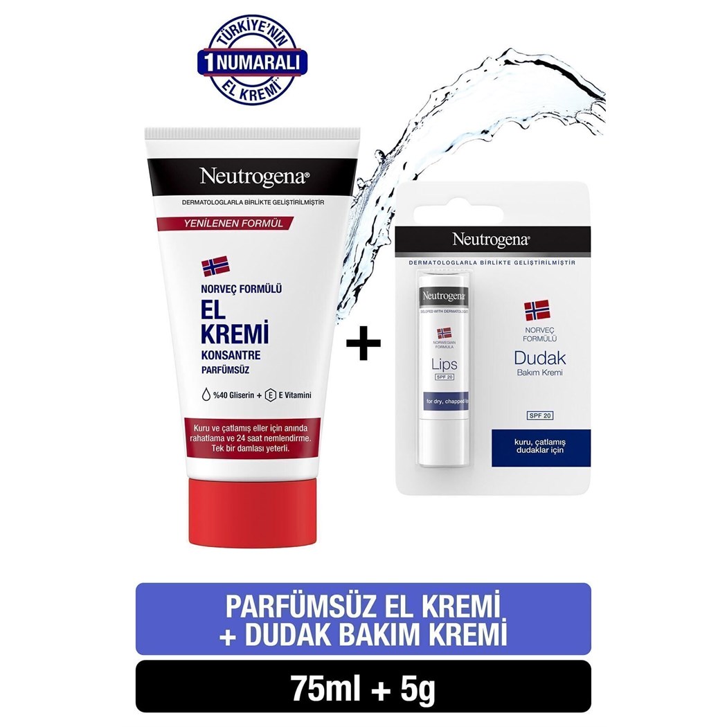 Norveç Formülü Parfümsüz El Kremi 75 ml Dudak Kremi Hediye