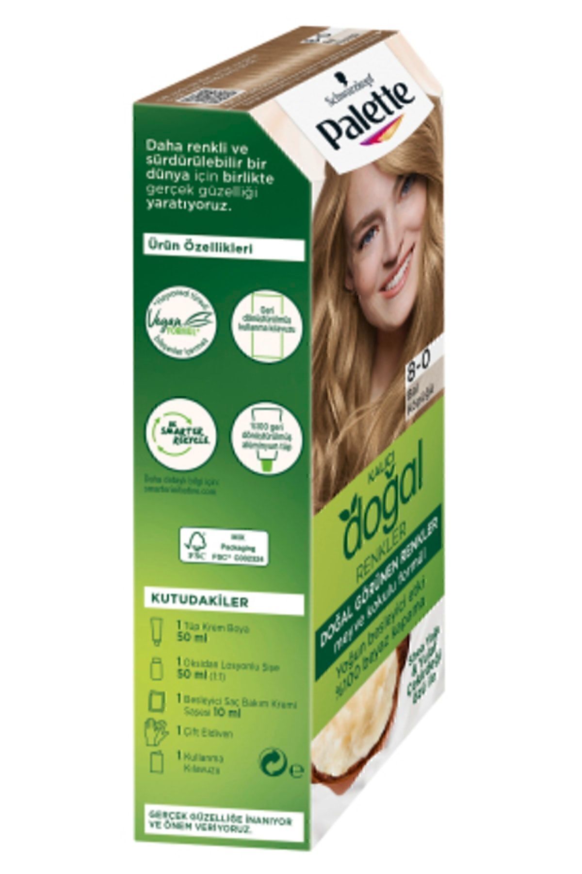 Kalıcı Doğal Renkler Saç Boyası 8-0 Bal Köpüğü