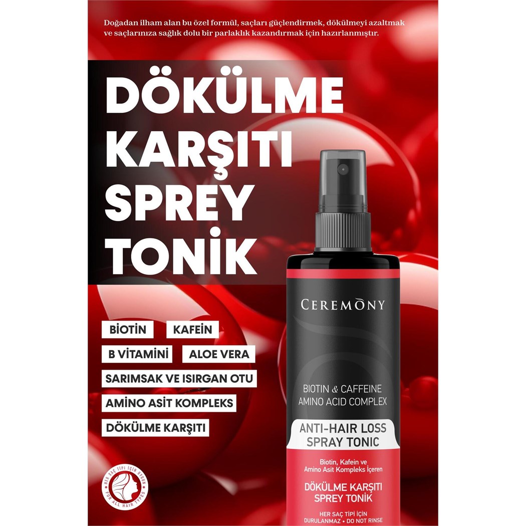 Biotin & Kafein & Amino Kompleks İçeren Dökülme Karşıtı Saç Sprey Toniği 250 Ml + Pantene 3